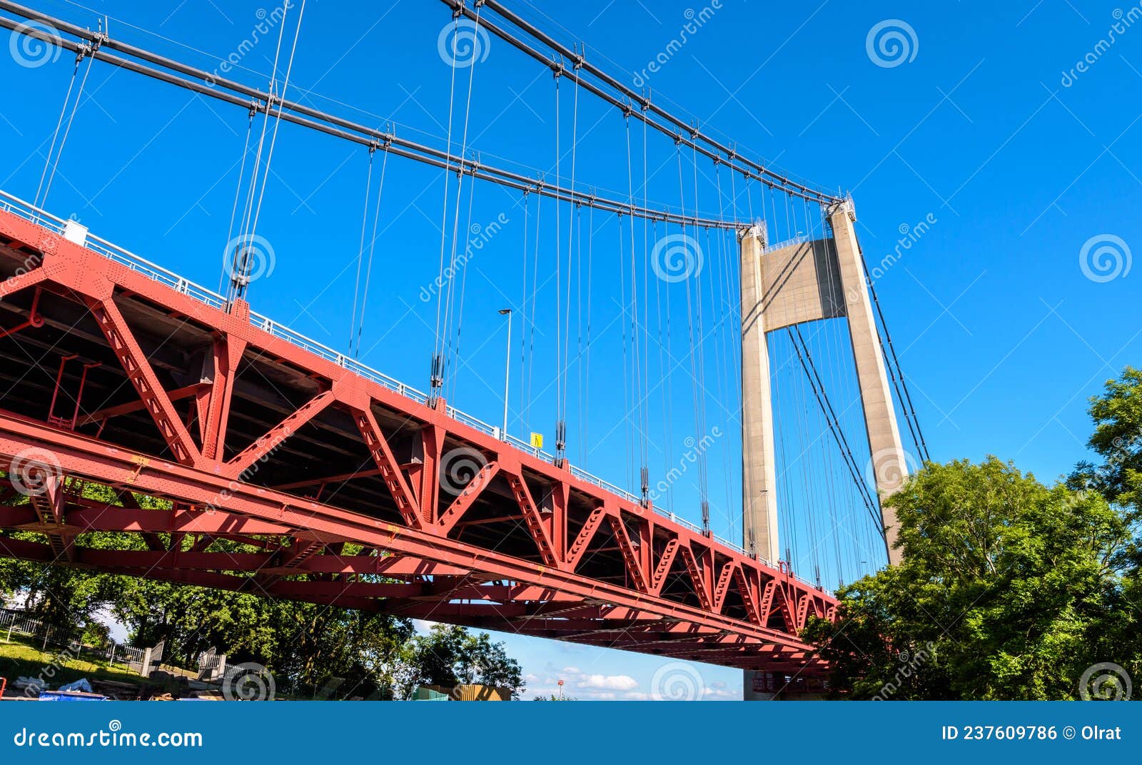 The Tancarville bridge (Pont de Tancarville), a suspension bridge crossing  the Seine in the Normandy near Le Havre Stock Photo - Alamy