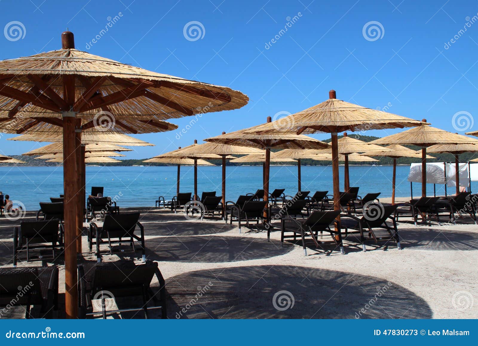 Deckchairs and Beach Umbrellas on a Croatian Beach Stock Image - Image ...