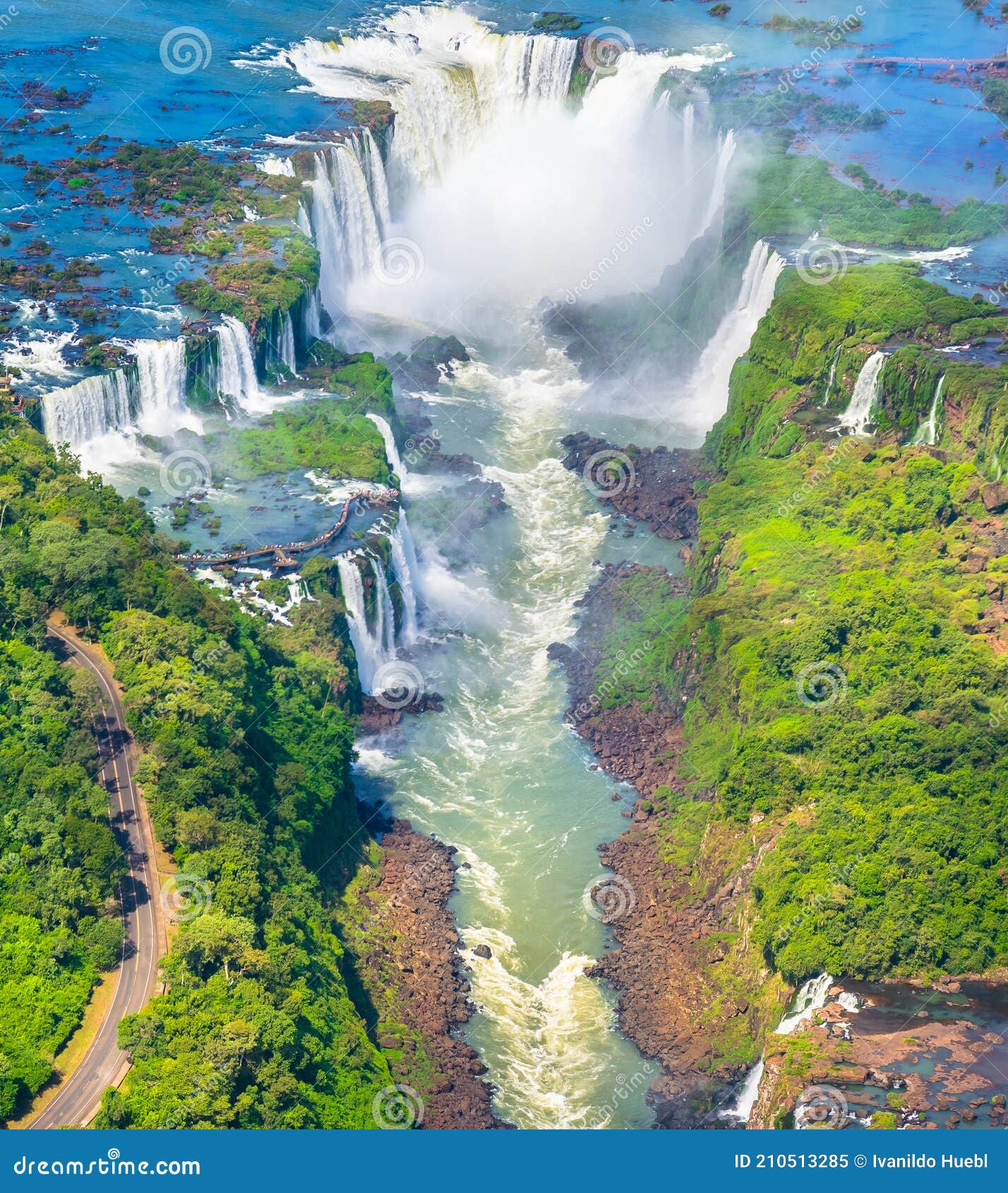 Beautiful Aerial View of Iguazu Falls, One of the Most Beautiful