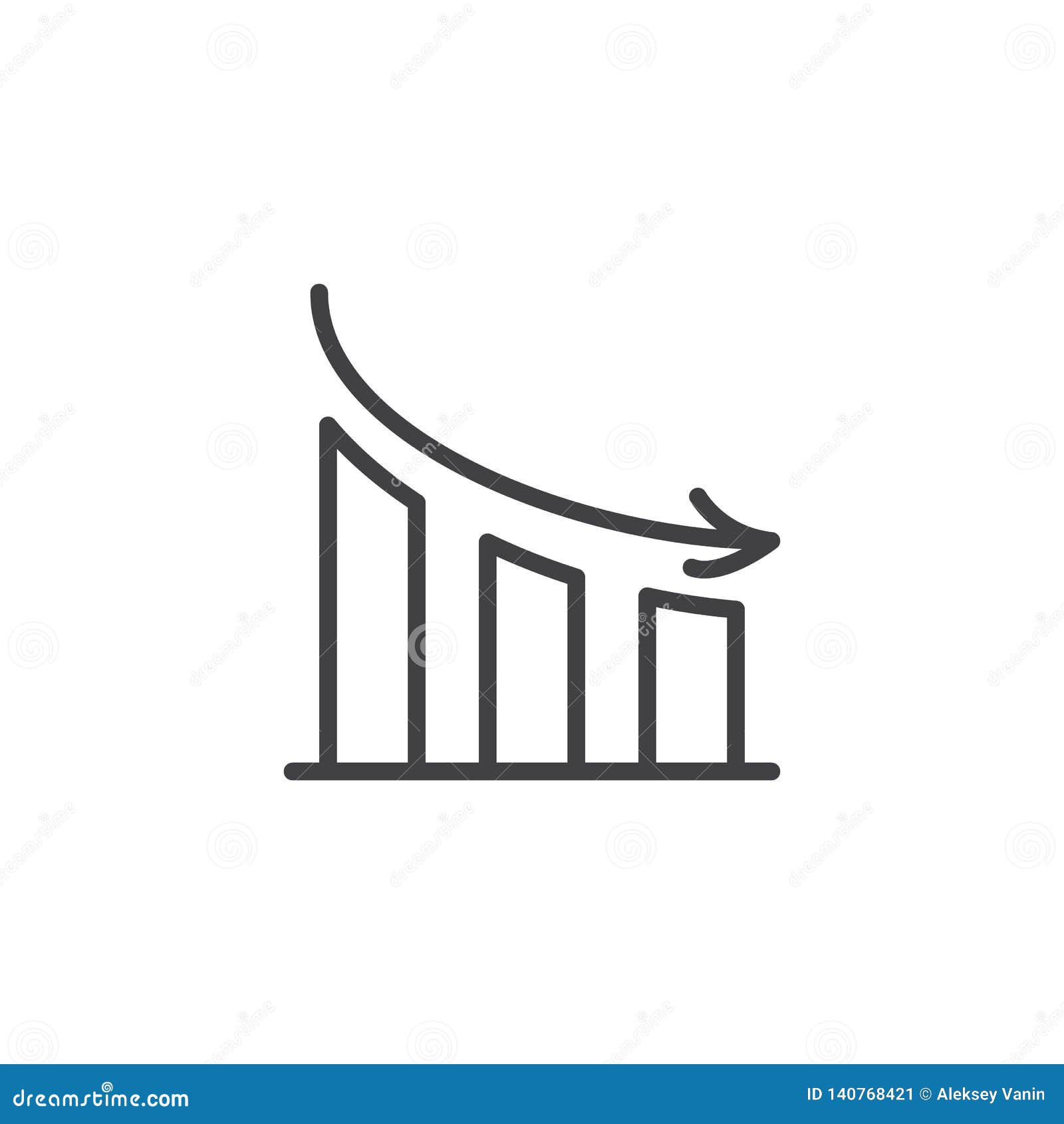 Decline Graph, Chart With Bars Declining, Chart Icon Vector ...