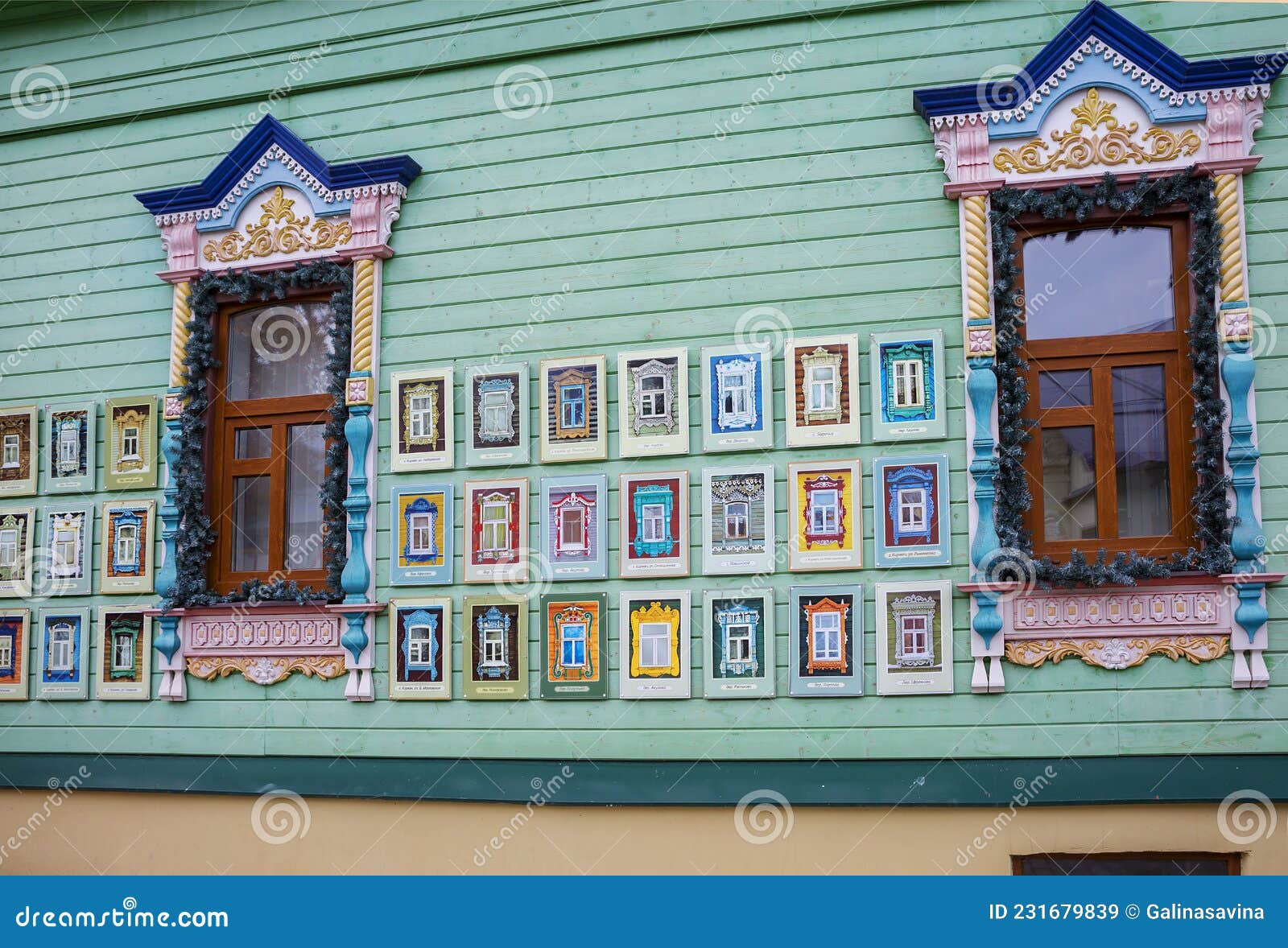 kirzhach city, vladimir region, russia,  window trim museum.