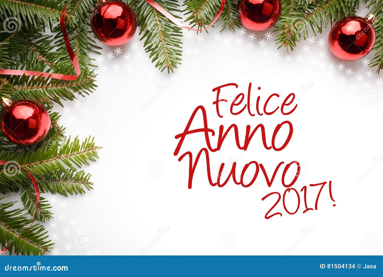 Decoraciones De La Navidad Con El Saludo Del Año Nuevo En El ` Italiano  Felice Anno Nuovo 2017! ` Foto de archivo - Imagen de decoraciones, bola:  81504134