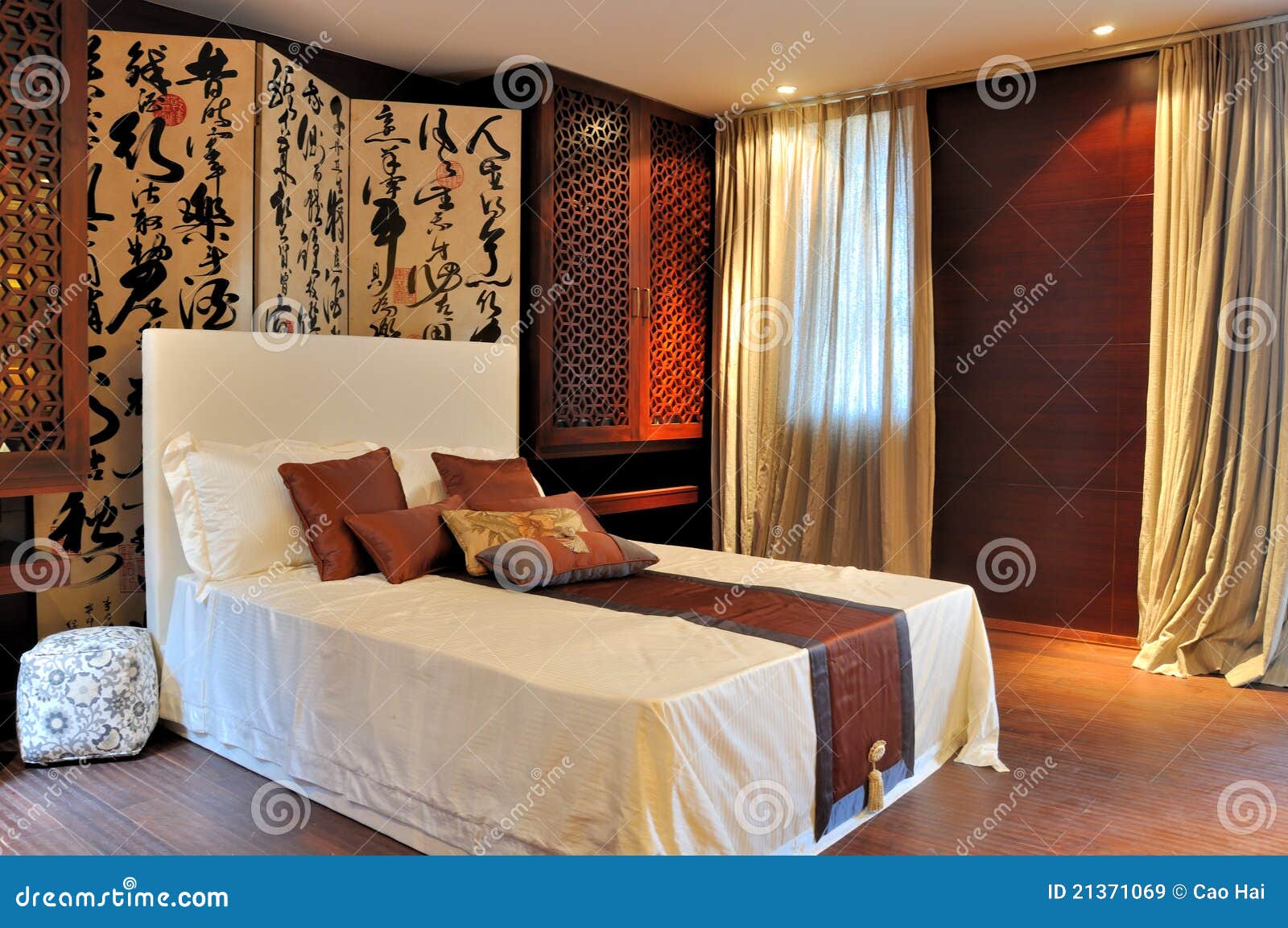 Decorated Bedroom in Oriental Luxury Style Stock Image - Image of home ...