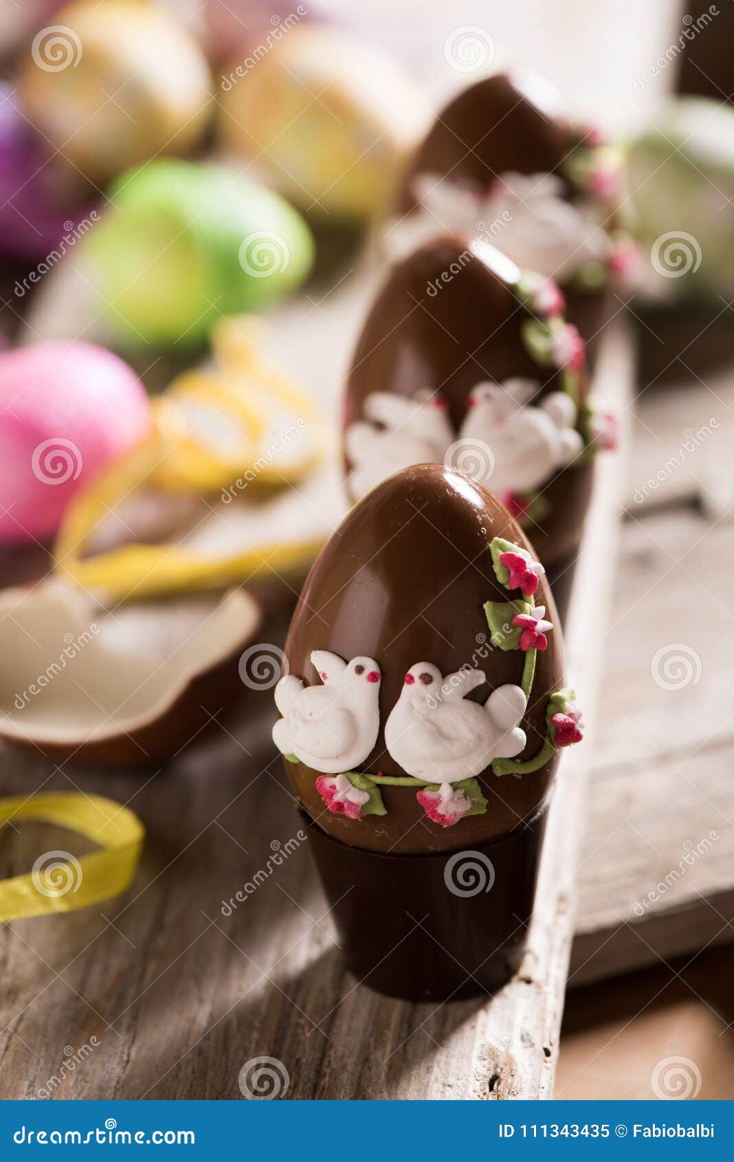 Decorated Chocolate Easter Eggs Stock Image Image of background, eggs