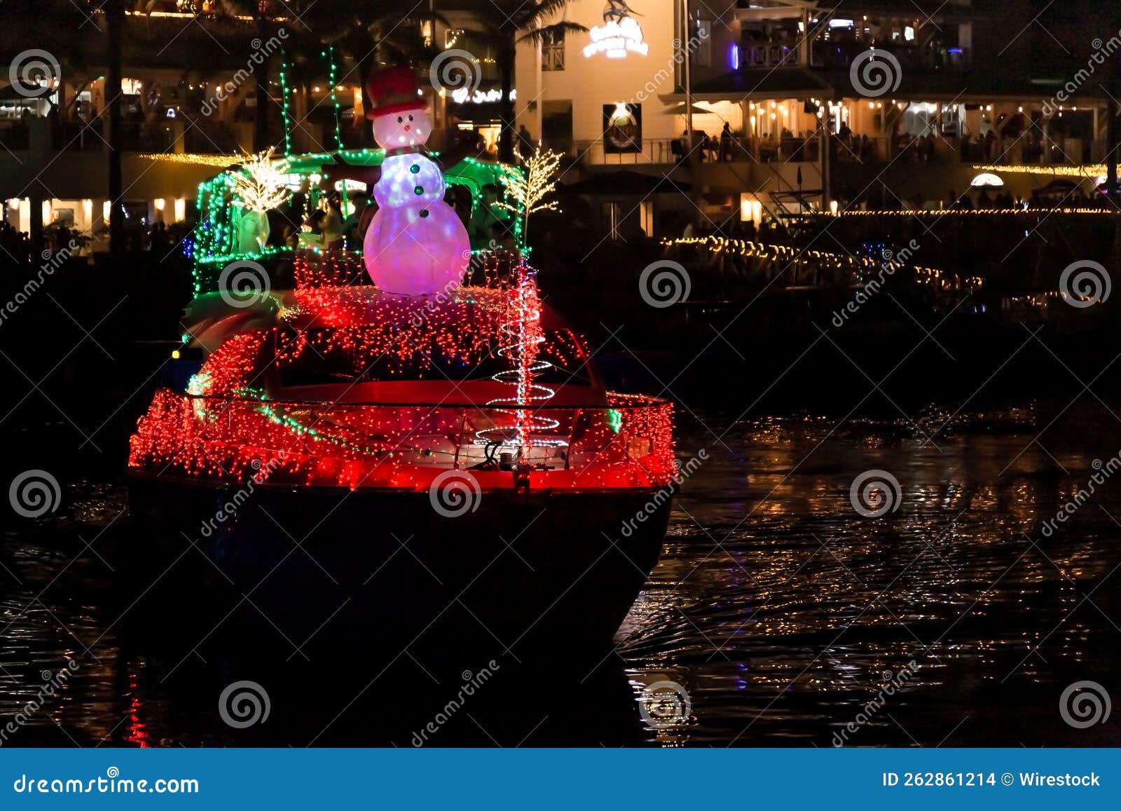 decorated christmas boat in marina pez vela in quepos, costa rica