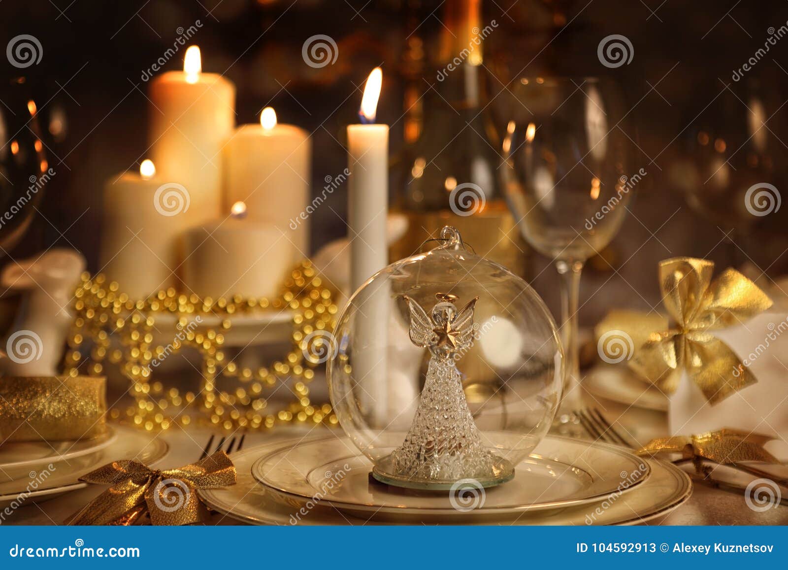 Dining Table with Lighted Candles Stock Image Image of merry, serving