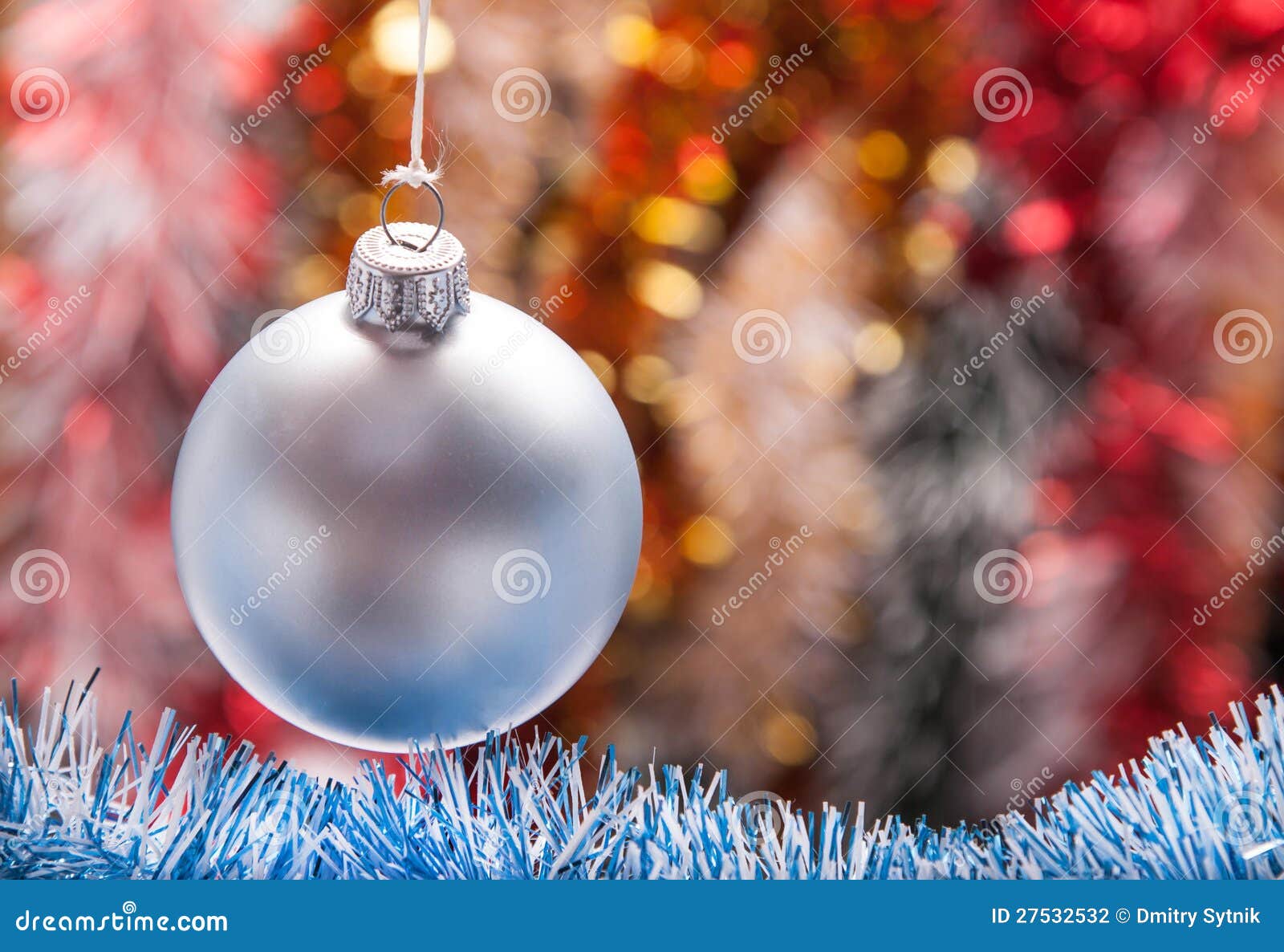 Decorated Christmas Garland with Balls Stock Photo Image of blue