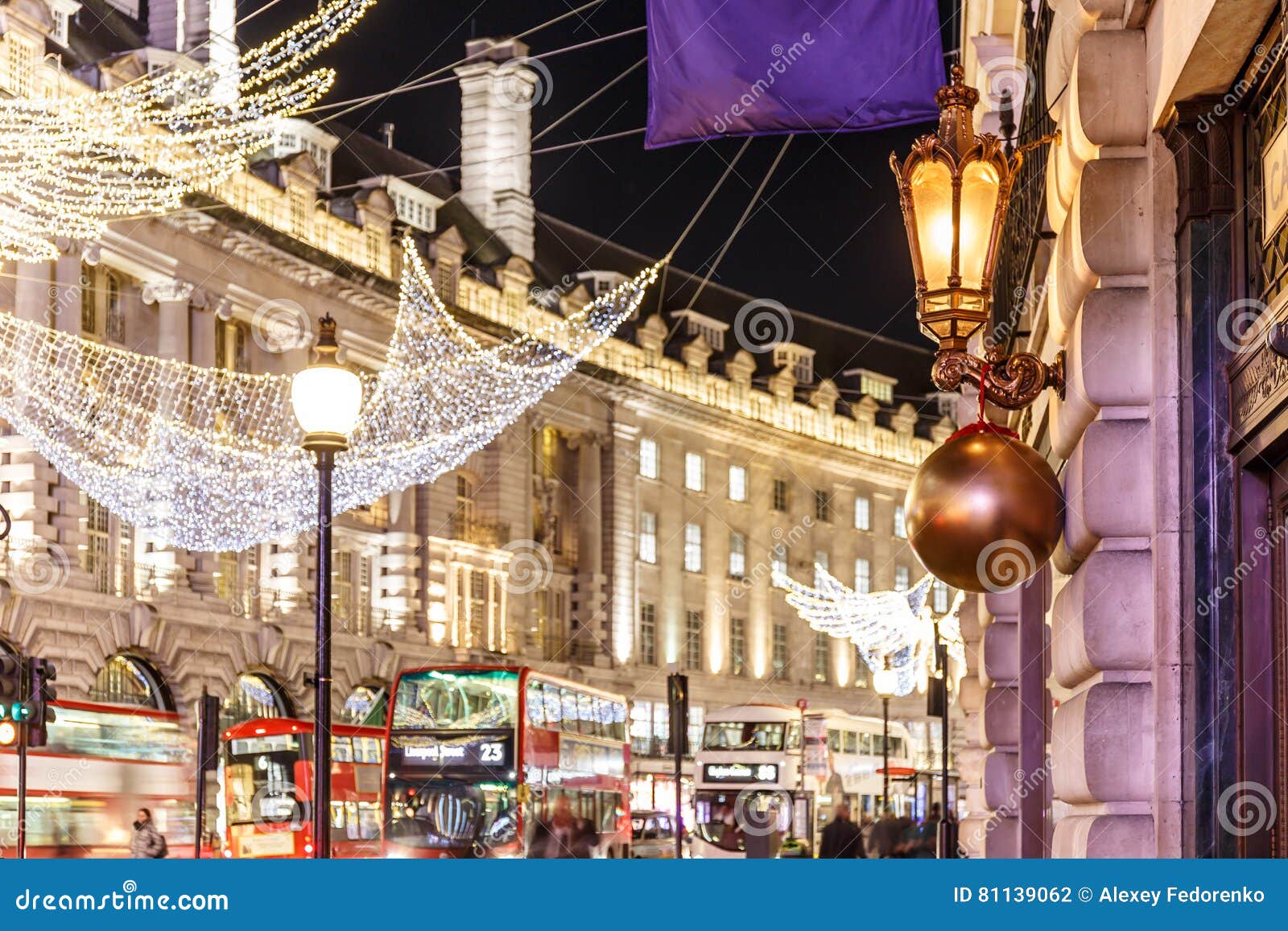 decorated christmas street light, london