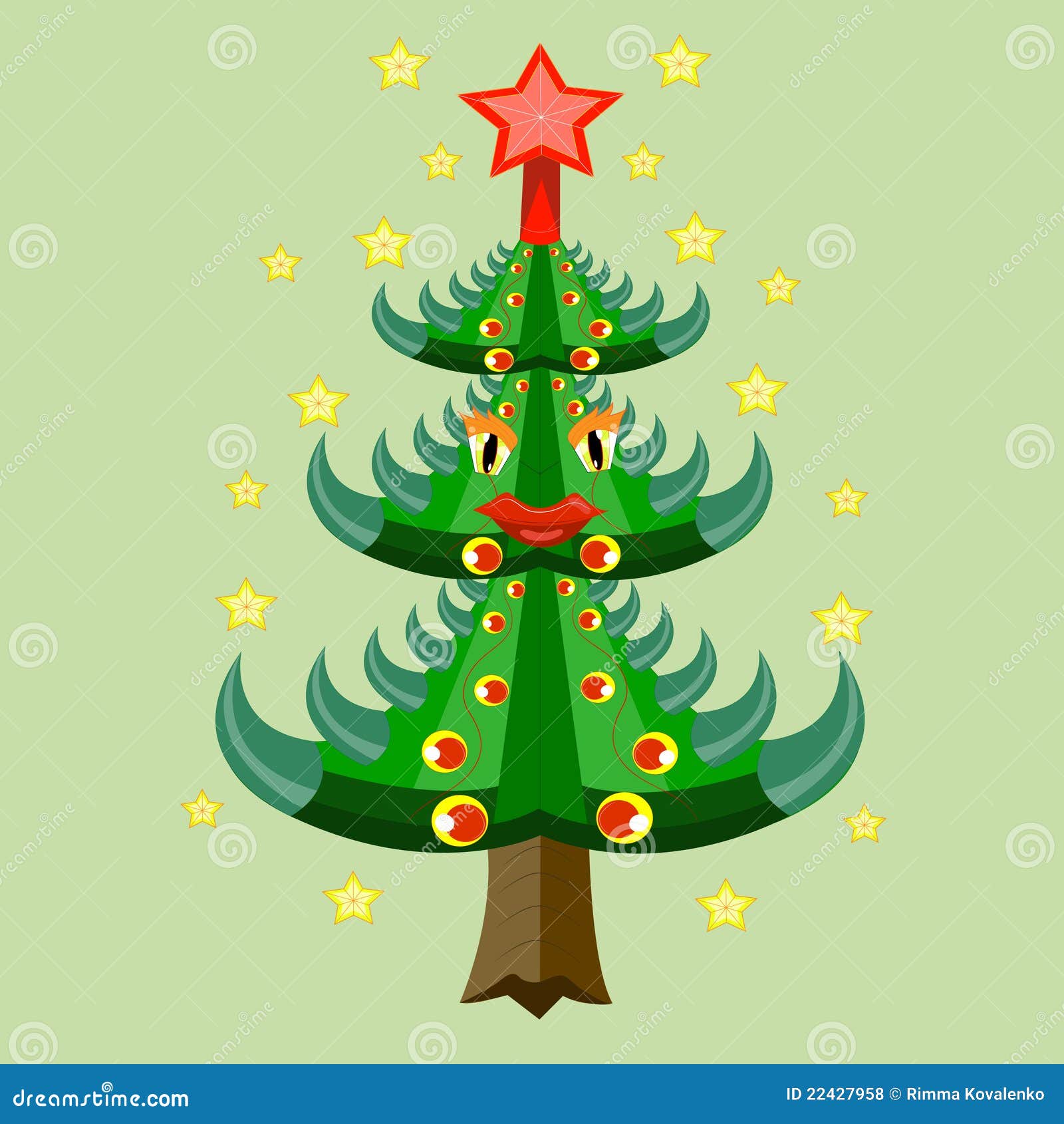 The decorated Christmas tree. Vector.