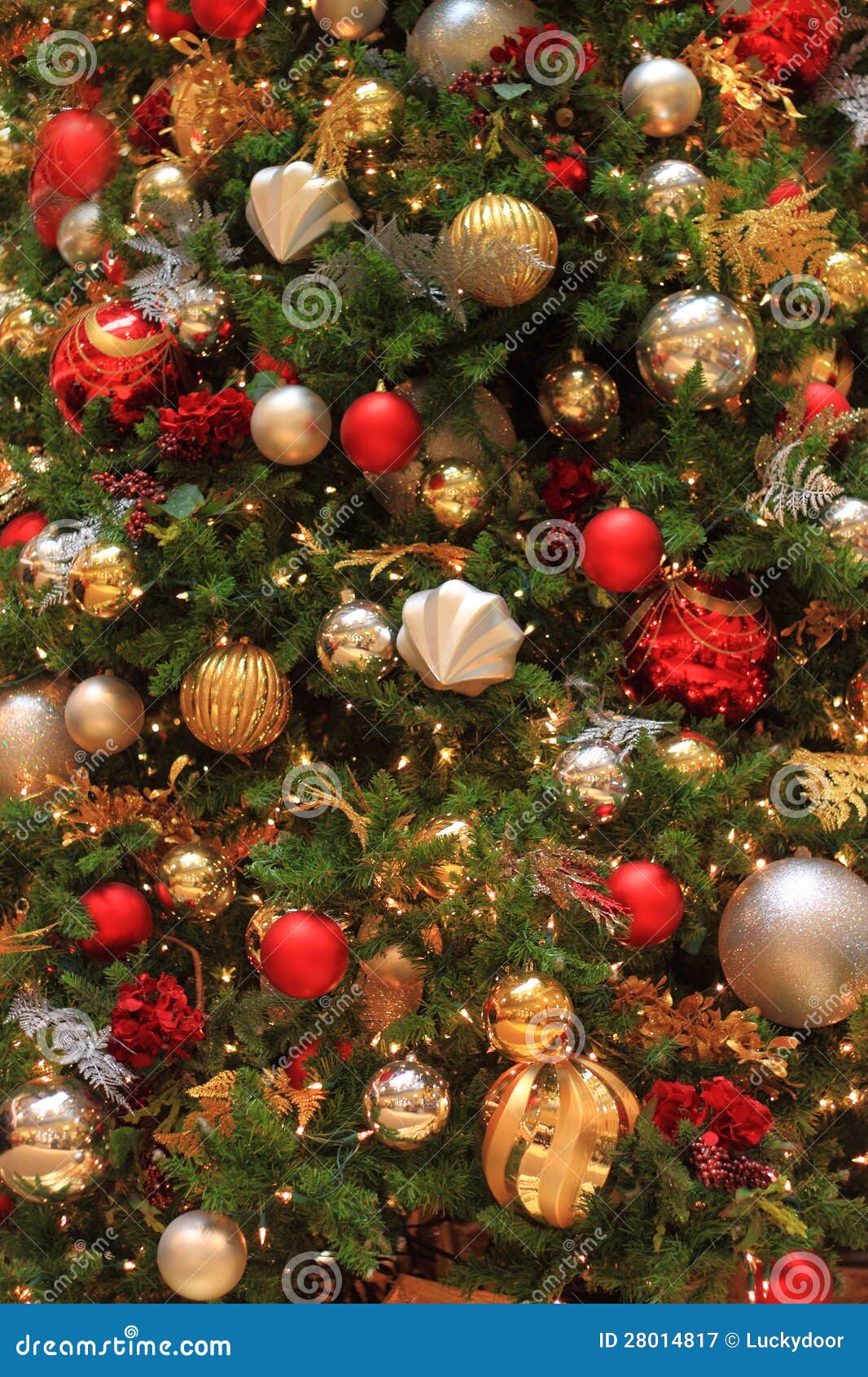 Decorated Christmas Tree Background Stock Image - Image of green ...