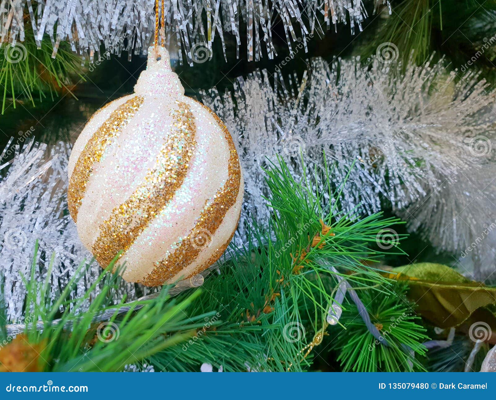 Decorated Christmas Tree with Ball. Stock Photo - Image of close ...