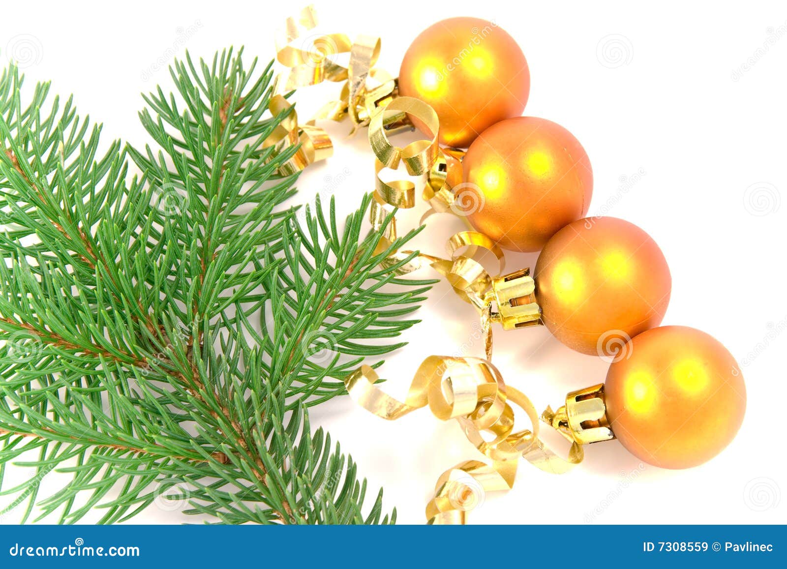 Decorated Christmas Tree Branch Stock Image Image of green, decoration 7308559