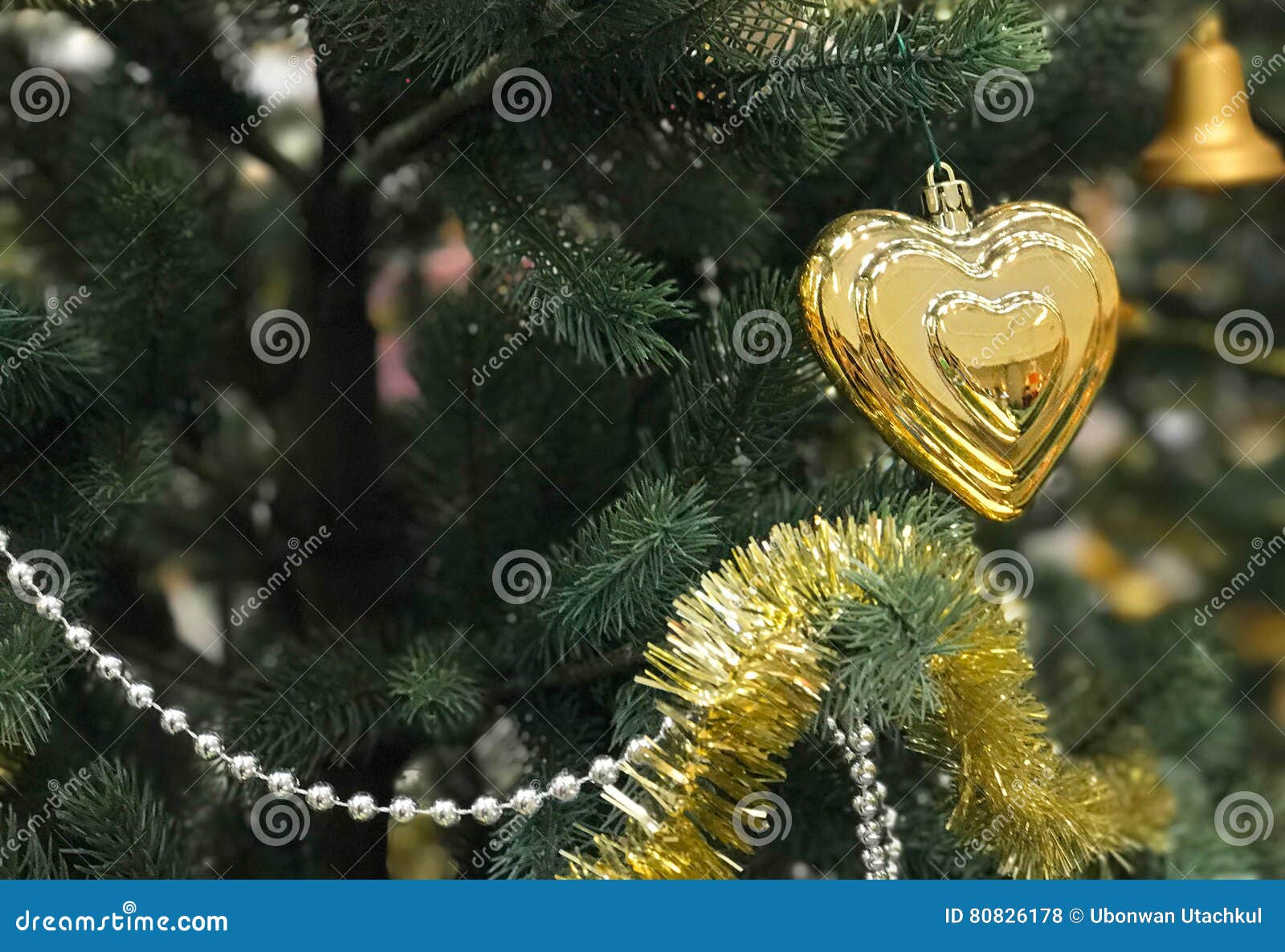 Decorated christmas tree stock photo. Image of golden 80826178