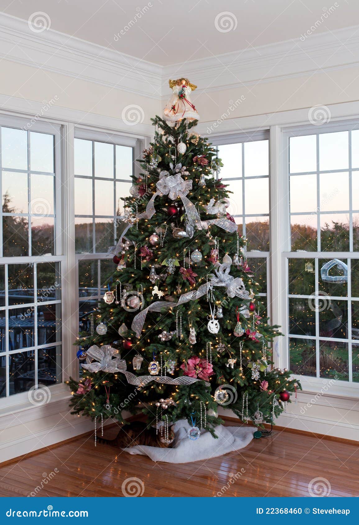 Decorated Christmas Tree in Home Stock Photo Image of season