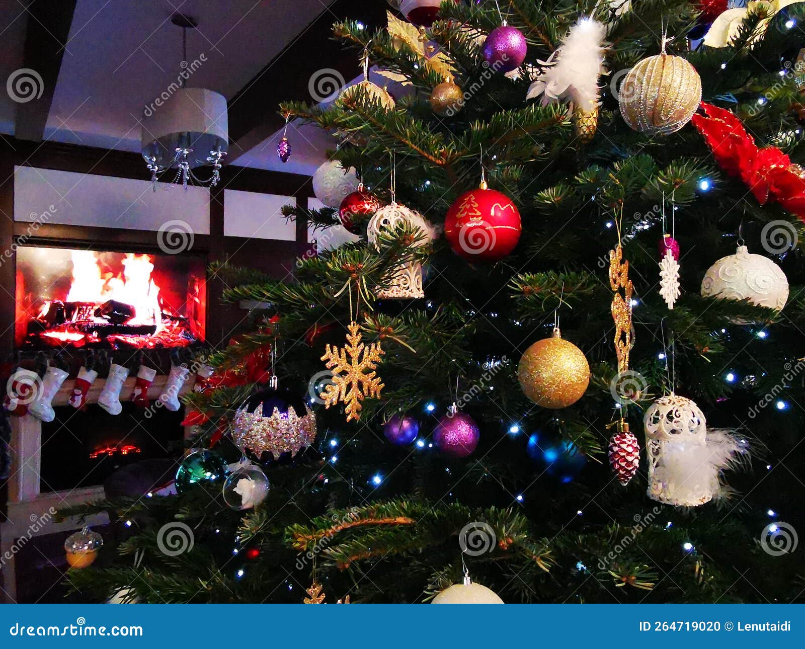 Decorated Christmas Tree in the Hotel Lobby Stock Photo Image of