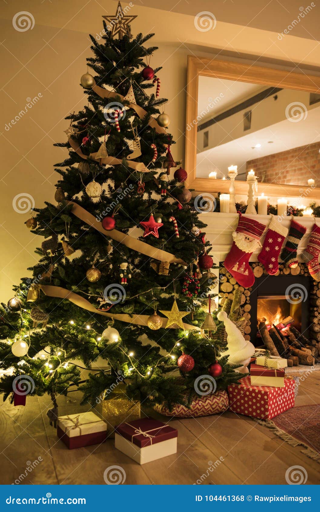 A Decorated Christmas Tree in the House Stock Photo - Image of season ...