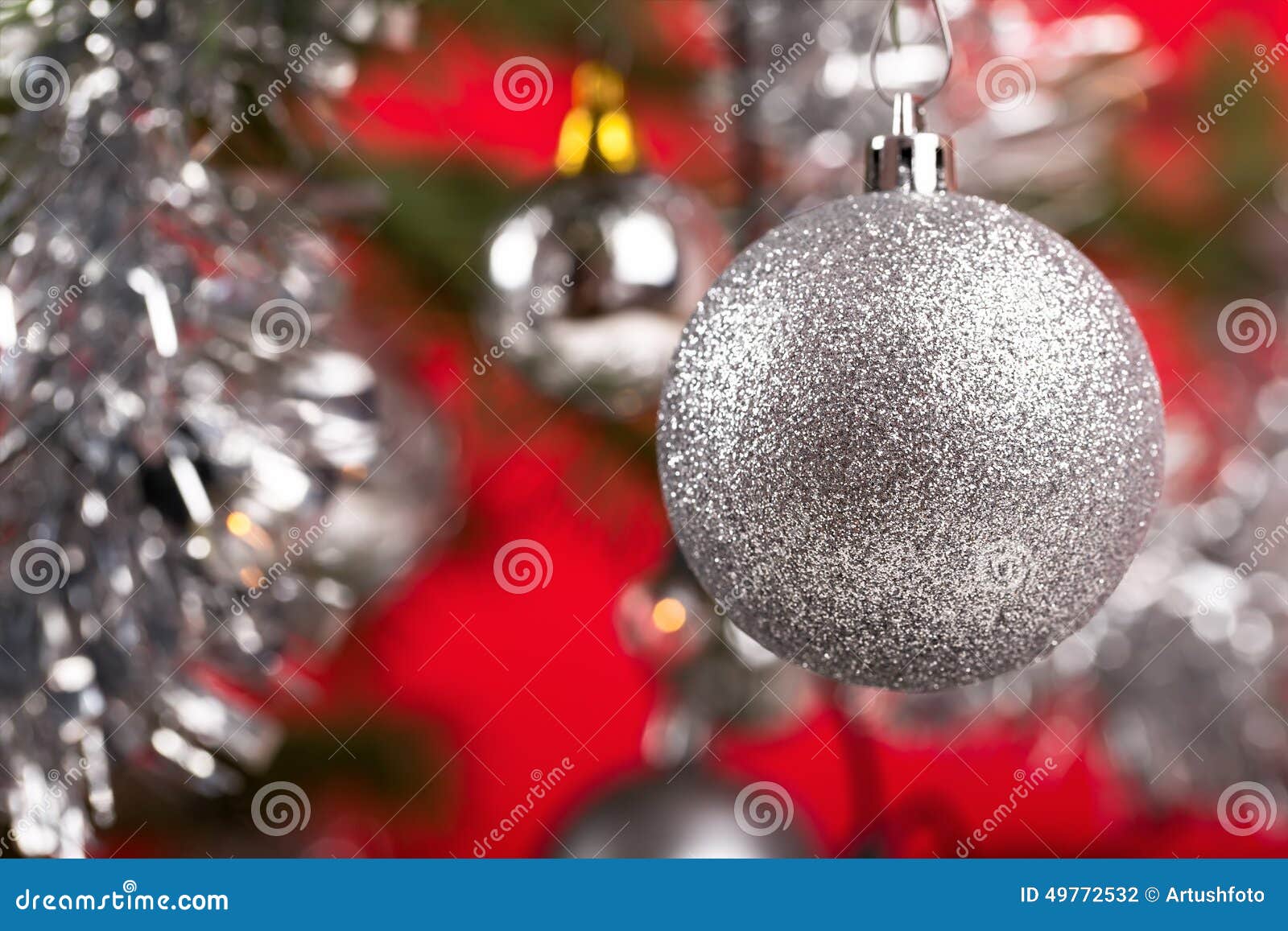 Decorated Christmas Tree with Silver Balls Stock Photo Image of candy