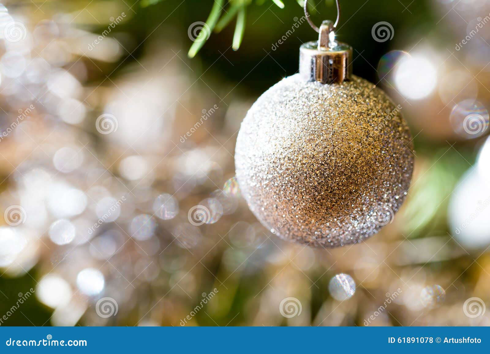 Decorated Christmas Tree with Silver Balls Stock Photo Image of