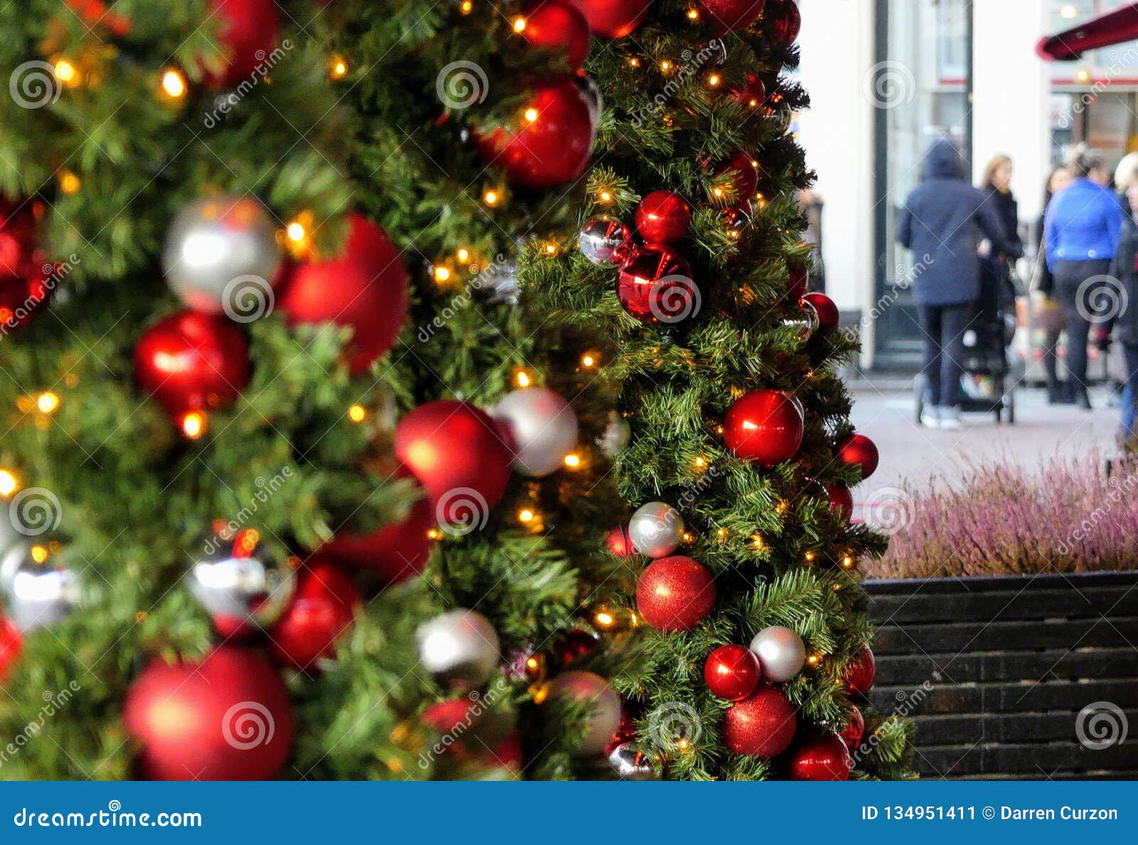 A Decorated Christmas Tree on the Streets of Amsterdam Stock Image