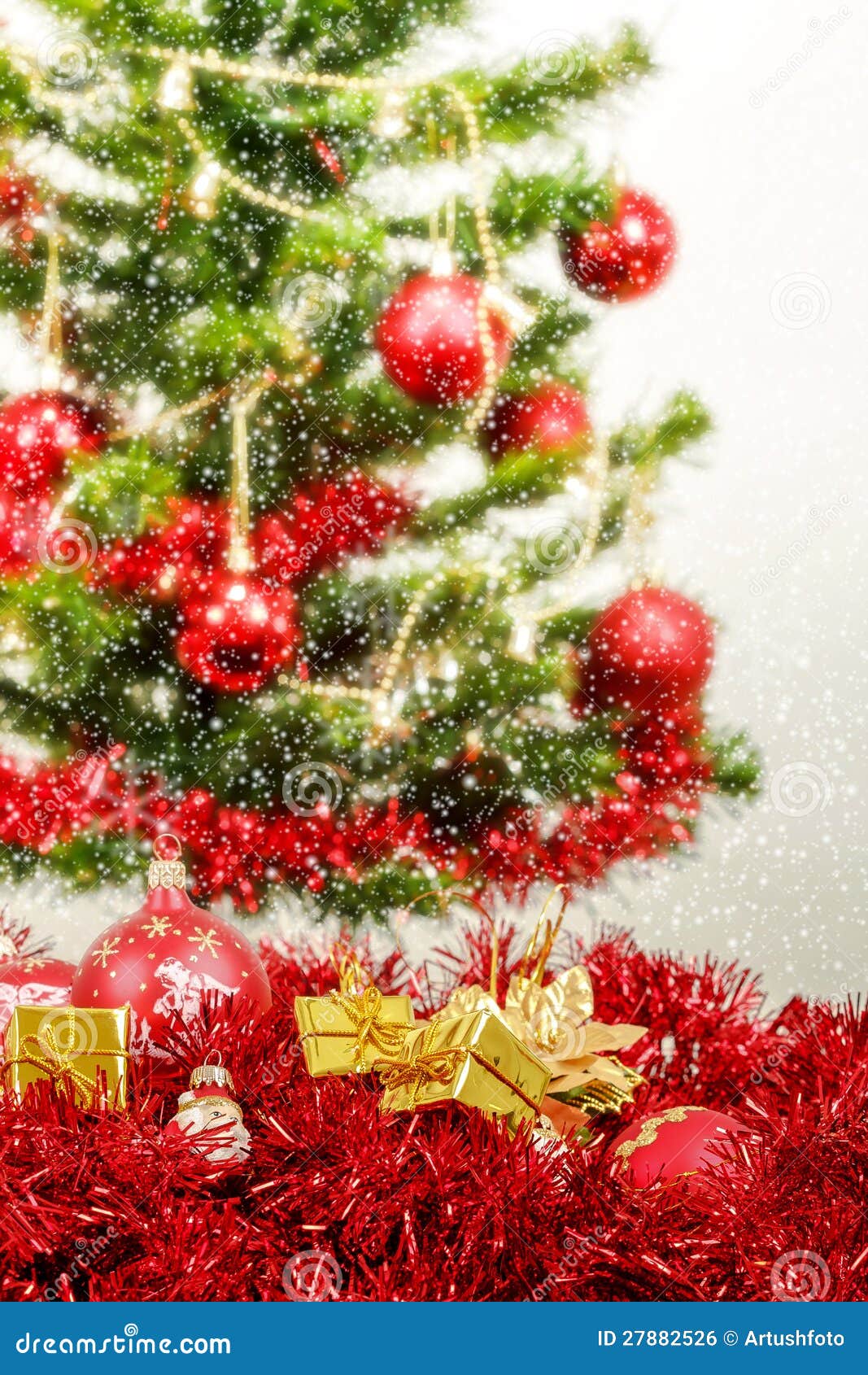 Decorated Christmas Tree on White Background Stock Photo Image of holiday, background 27882526