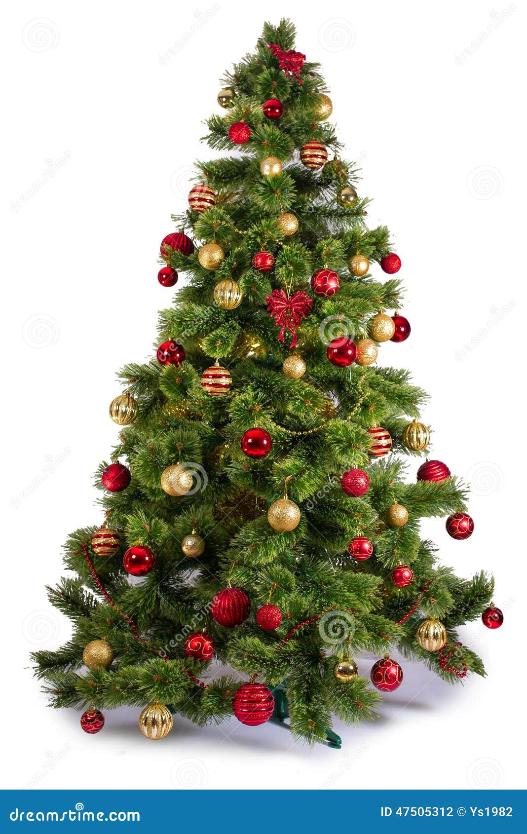 Decorated Christmas Tree On White Background Stock Photo 