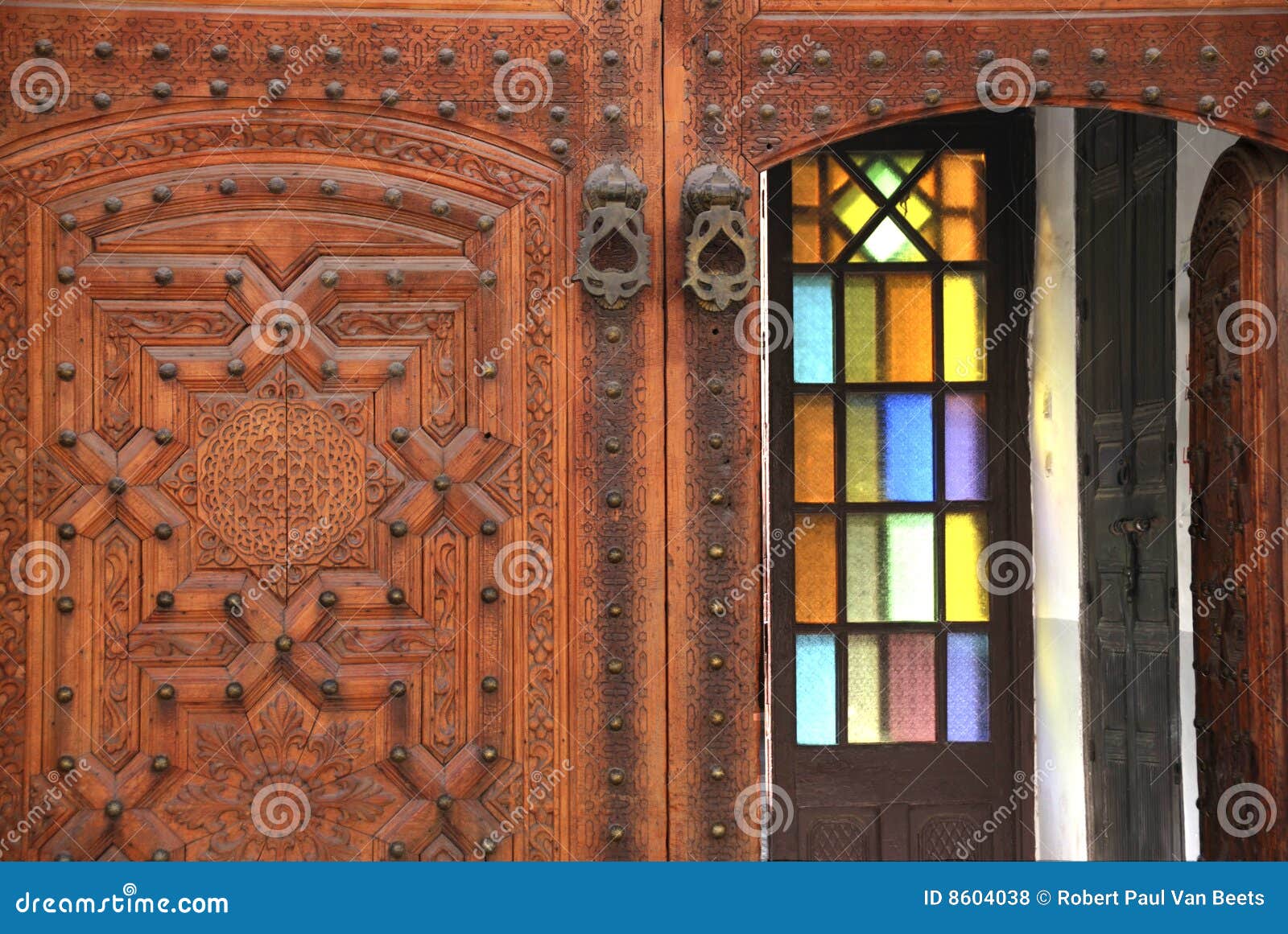 Decorated Door in the Medina of Marrakesh, Morocco Stock Photo Image