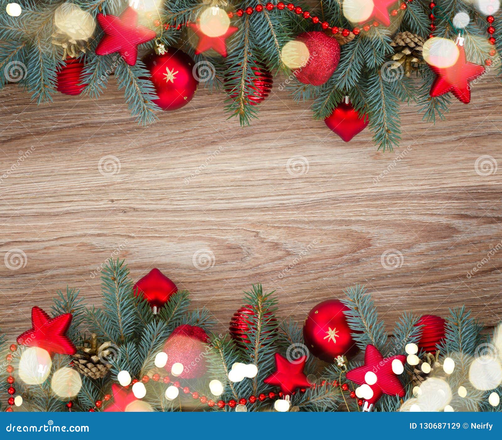 Decorated fir tree border stock image. Image of card - 130687129