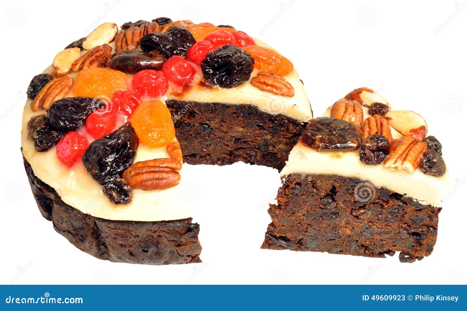 Decorated Fruit Cake stock image. Image of yule, nuts 49609923