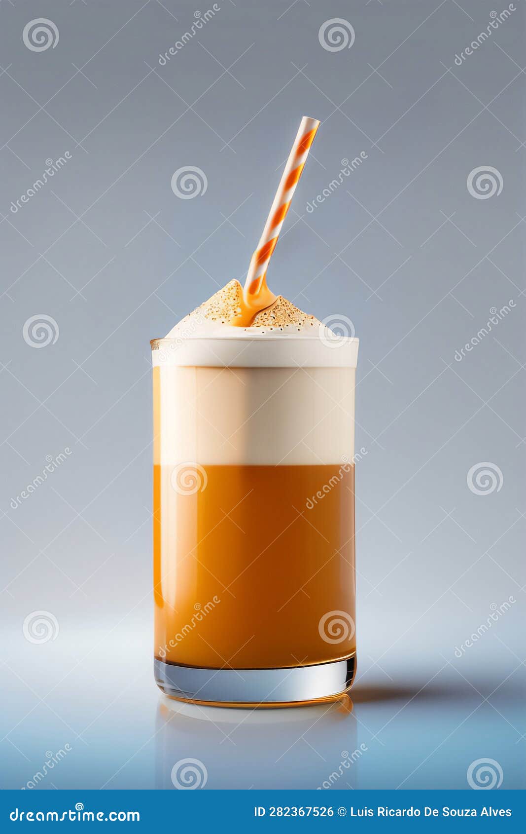 A Decorated Glass of Milkshake on a Reflective Surface. Generative AI