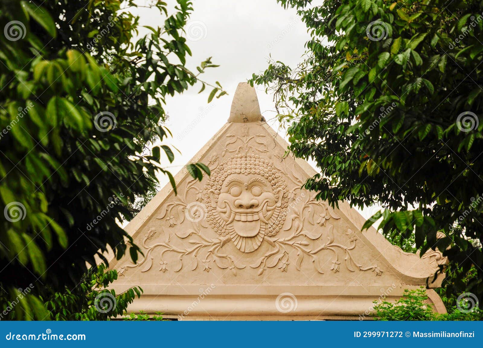 decorated indonesia roof with god. yogyakarta. gedhong temanten buildings.