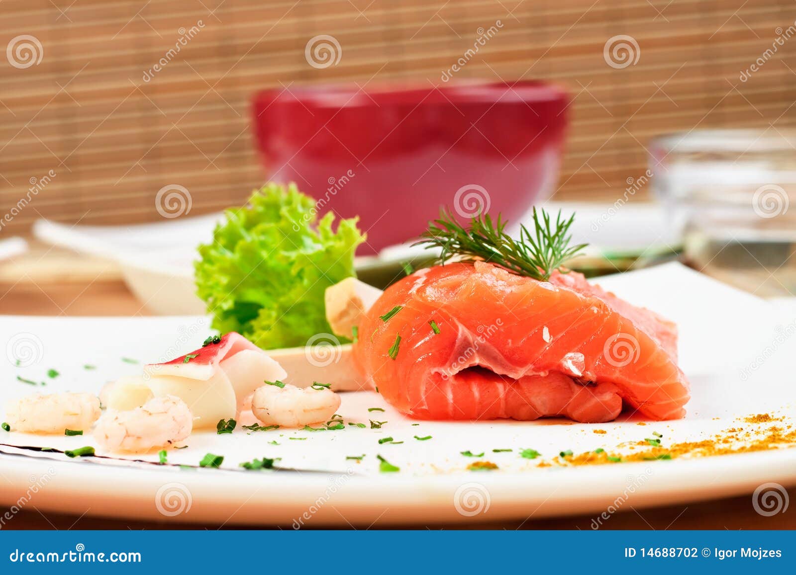 Decorated Plate with Salmon Stock Photo Image of meal, cheese 14688702