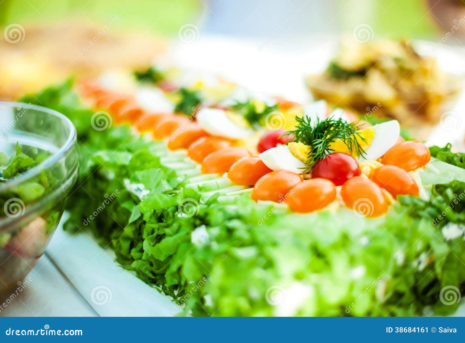 Decorated Sandwich Cake with Tomatoes and Salad Stock Image Image of cream, closeup 38684161