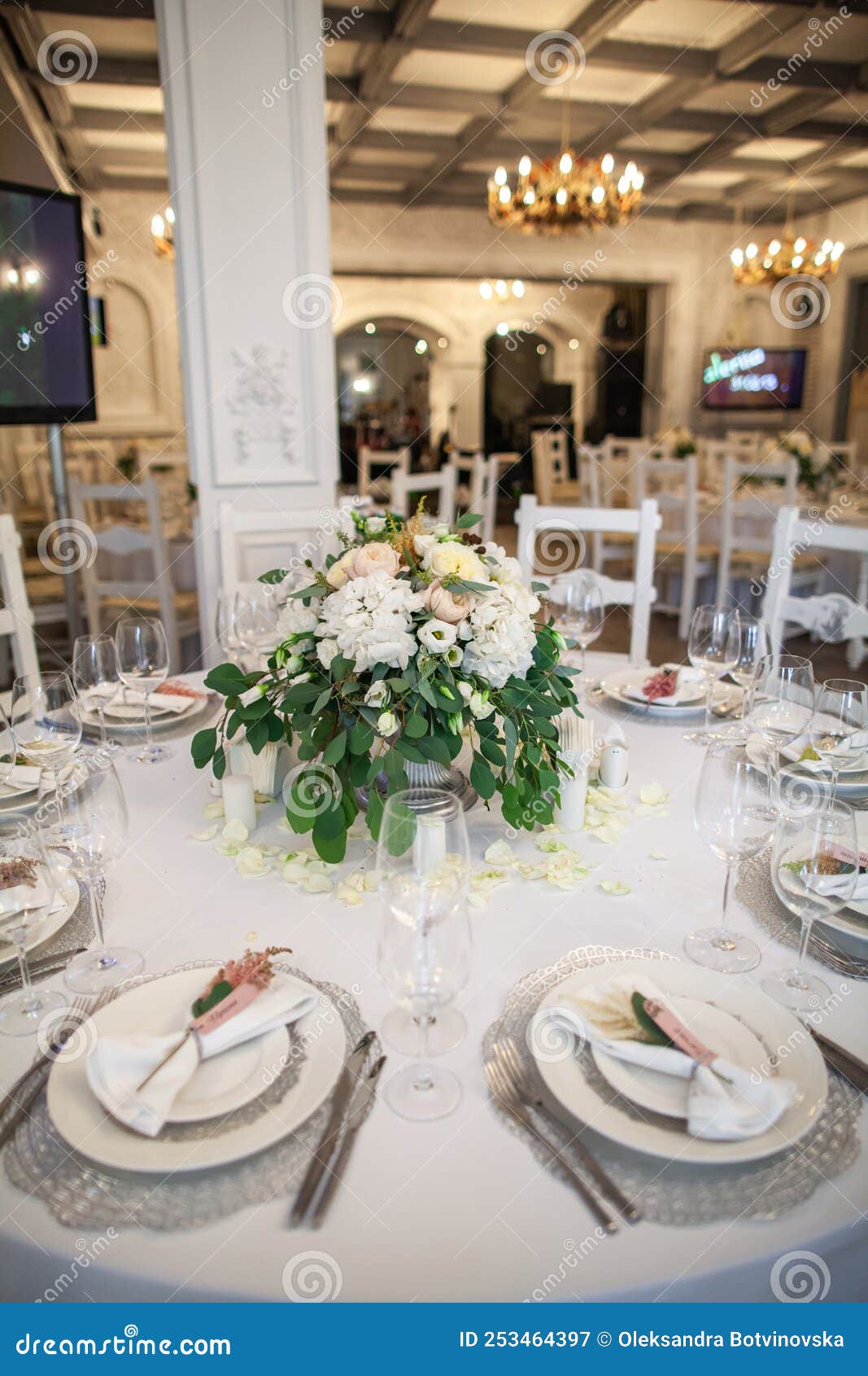 Decorated Served Table for Wedding Party or Other Event Stock Image