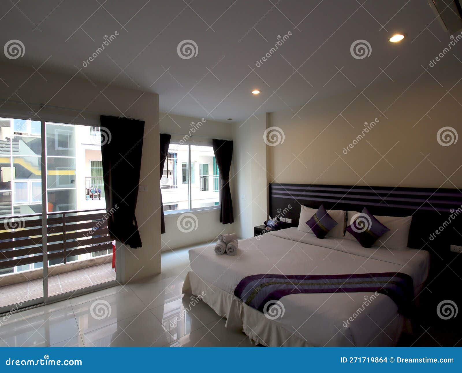 Decorated Single Bedroom with Bed Nice Colours Stock Photo Image of
