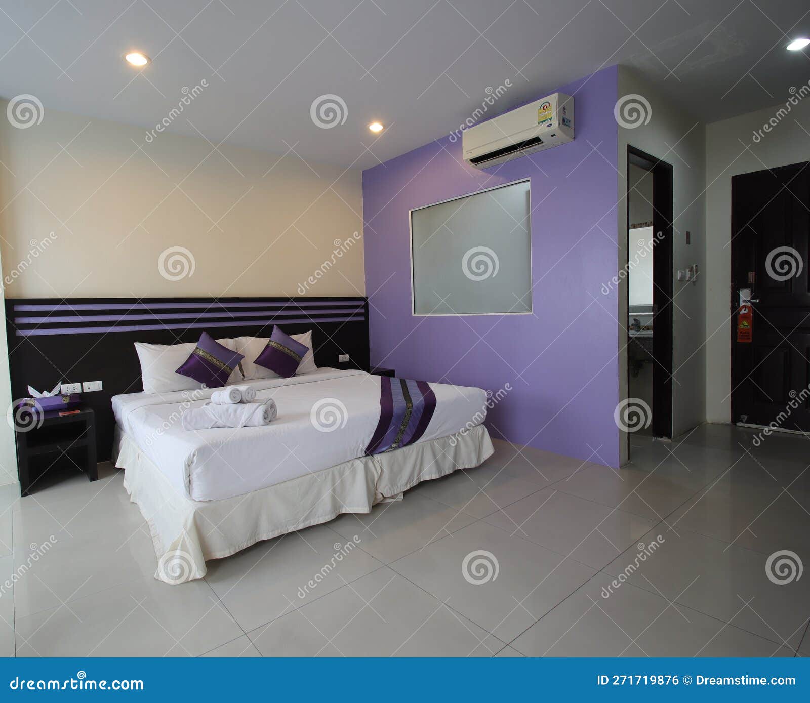 Decorated Single Bedroom with Bed Nice Colours Stock Photo Image of