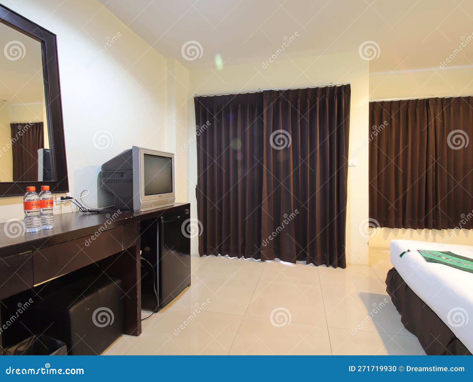 Decorated Single Bedroom with Bed Nice Colours Stock Photo Image of