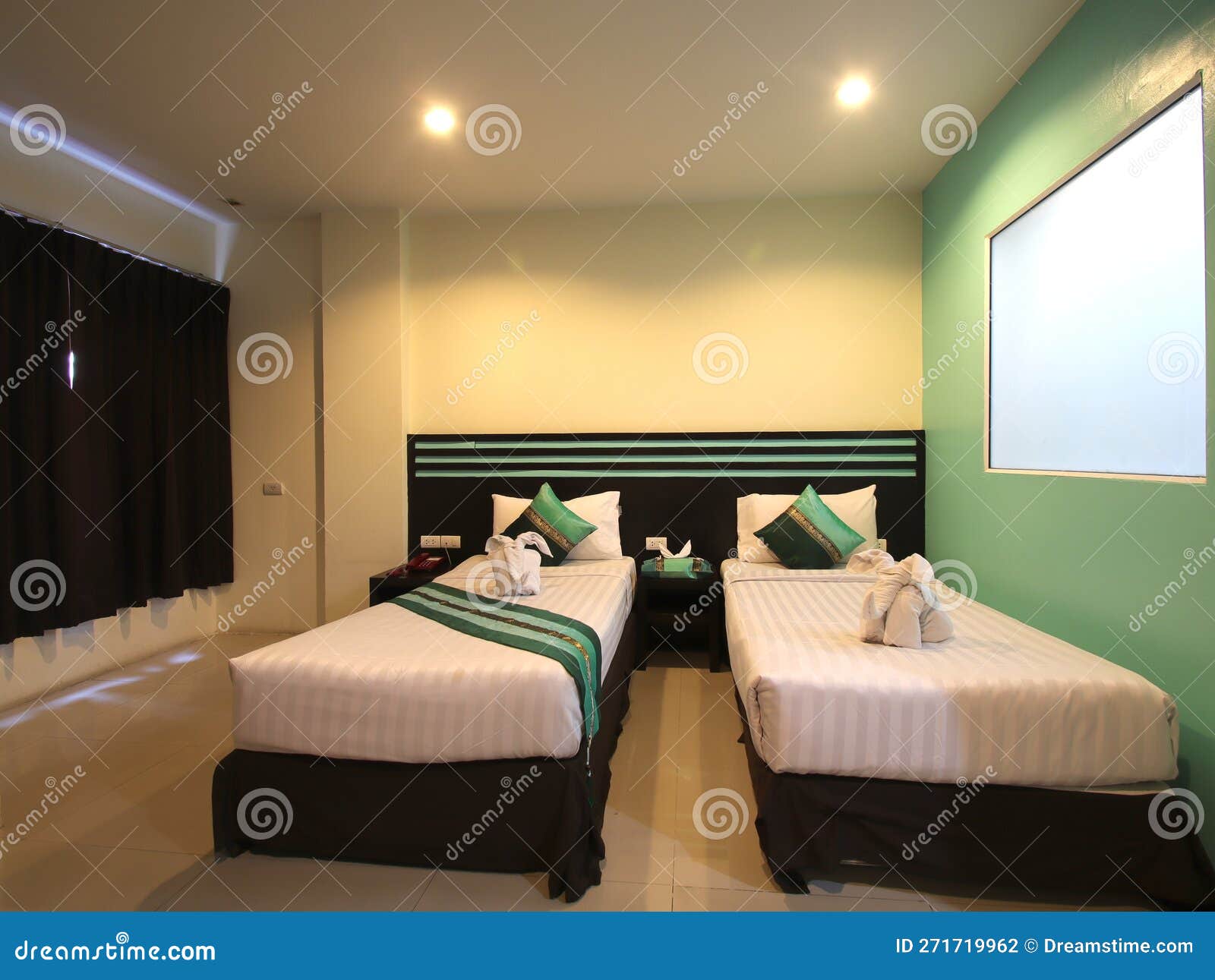 Decorated Single Bedroom with Bed Nice Colours Stock Photo Image of