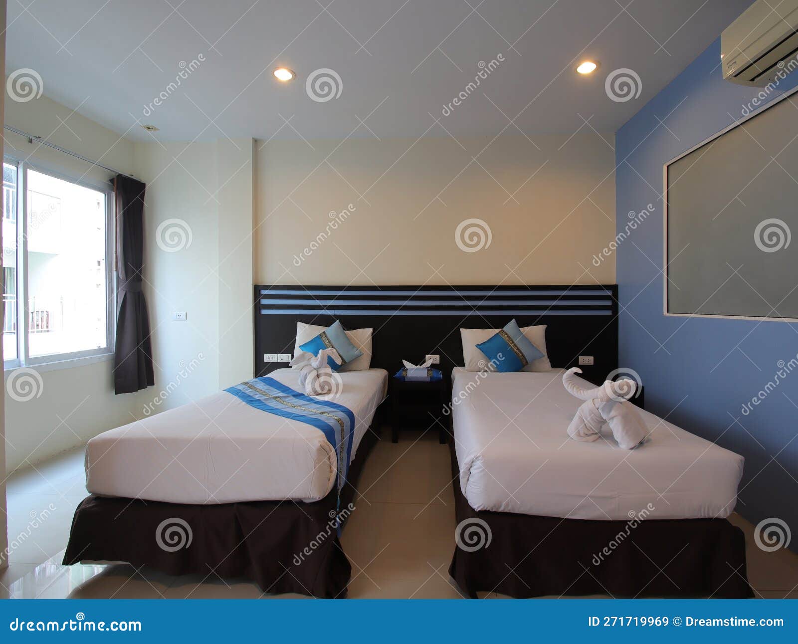 Decorated Single Bedroom with Bed Nice Colours Stock Image Image of
