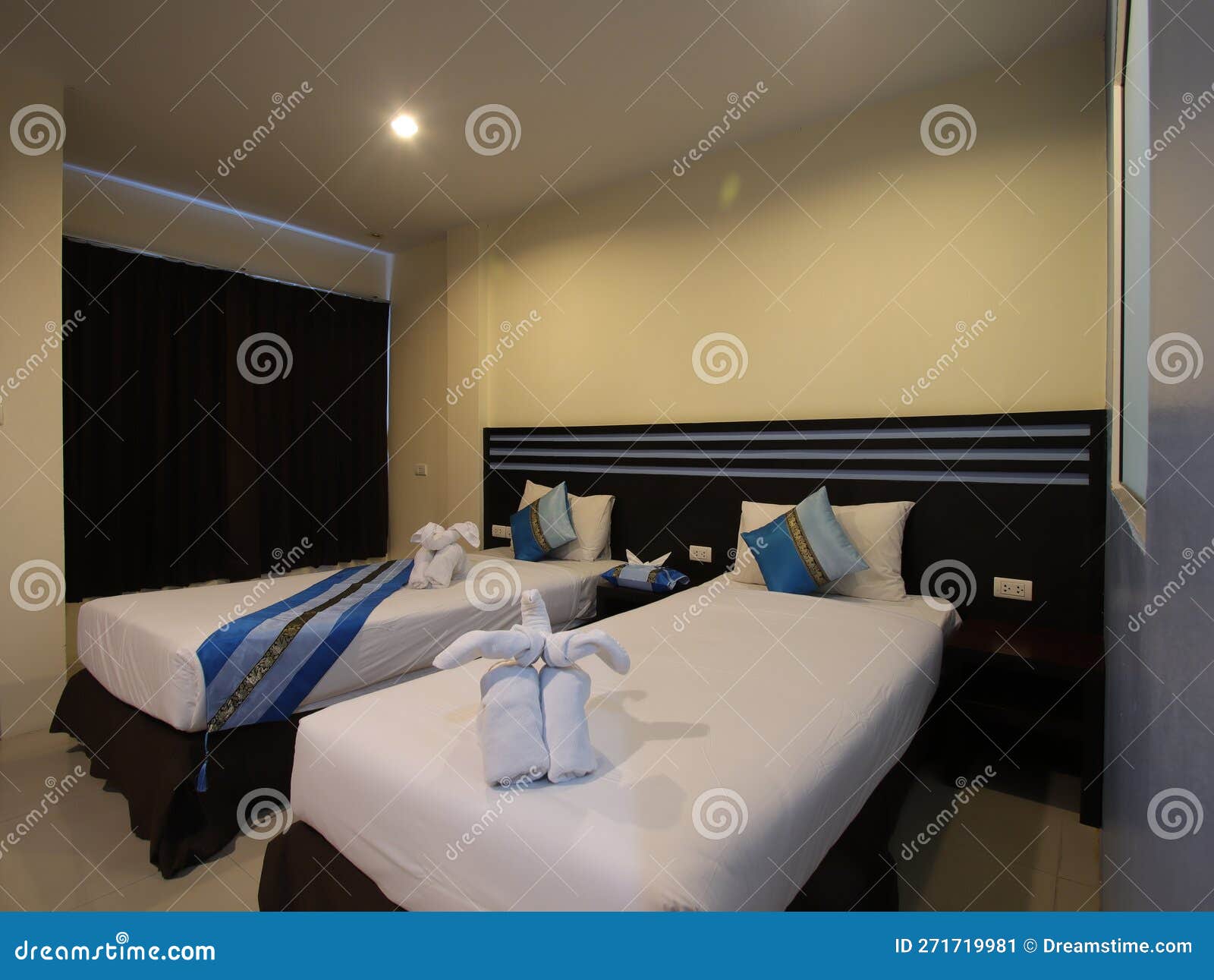 Decorated Single Bedroom with Bed Nice Colours Stock Image Image of