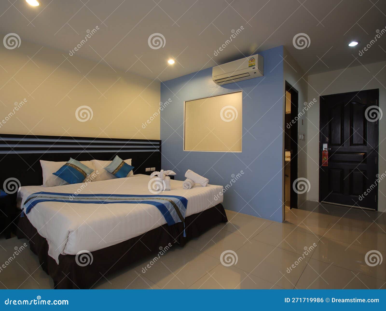 Decorated Single Bedroom with Bed Nice Colours Stock Photo Image of