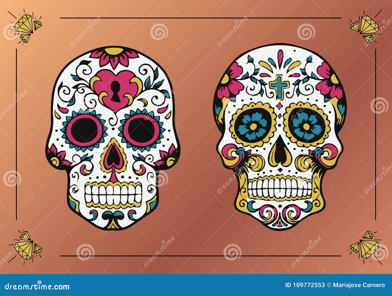 decorated skulls. la calavera catrina