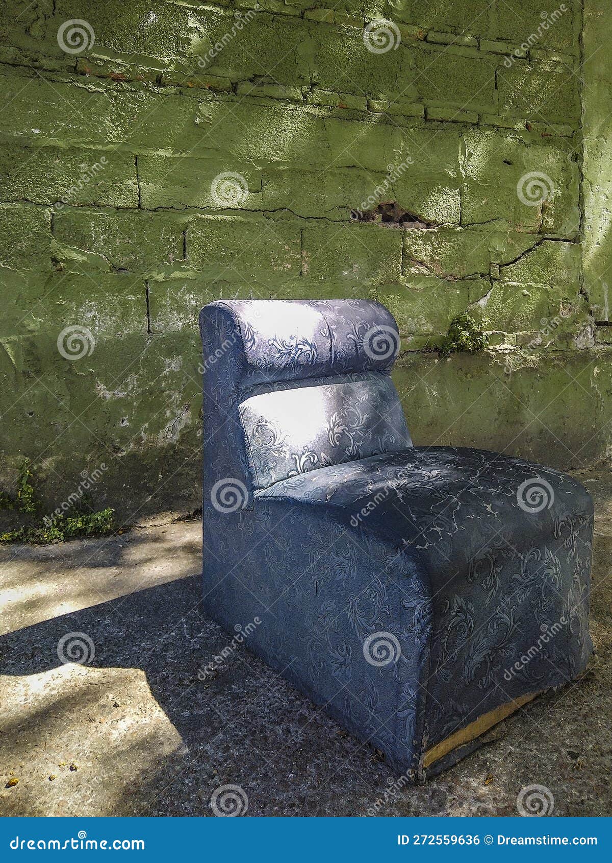 Decorated Sofa on the Sidewalk Stock Photo Image of background, city