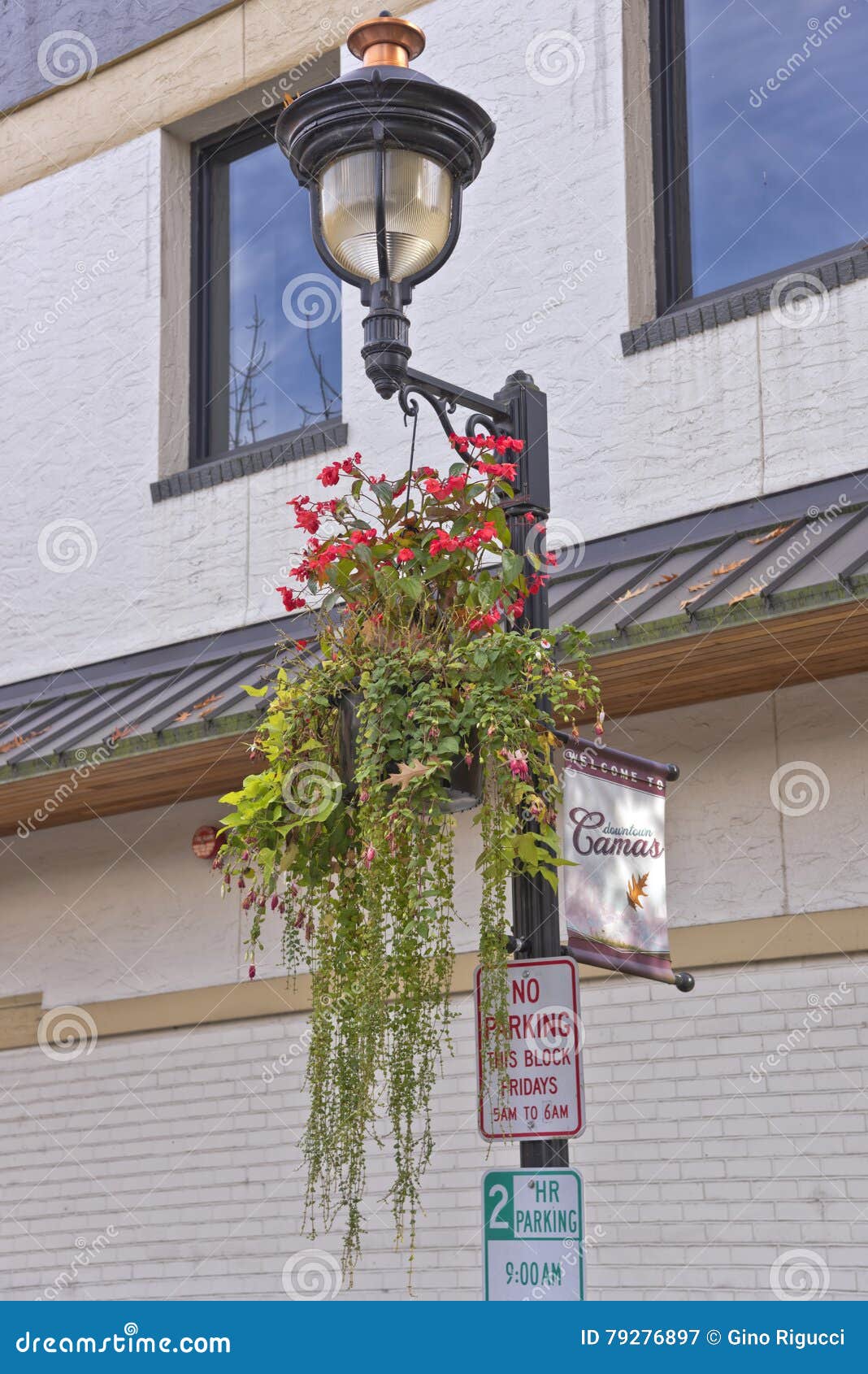 Decorated Street Light in Camas Washington. Stock Image Image of