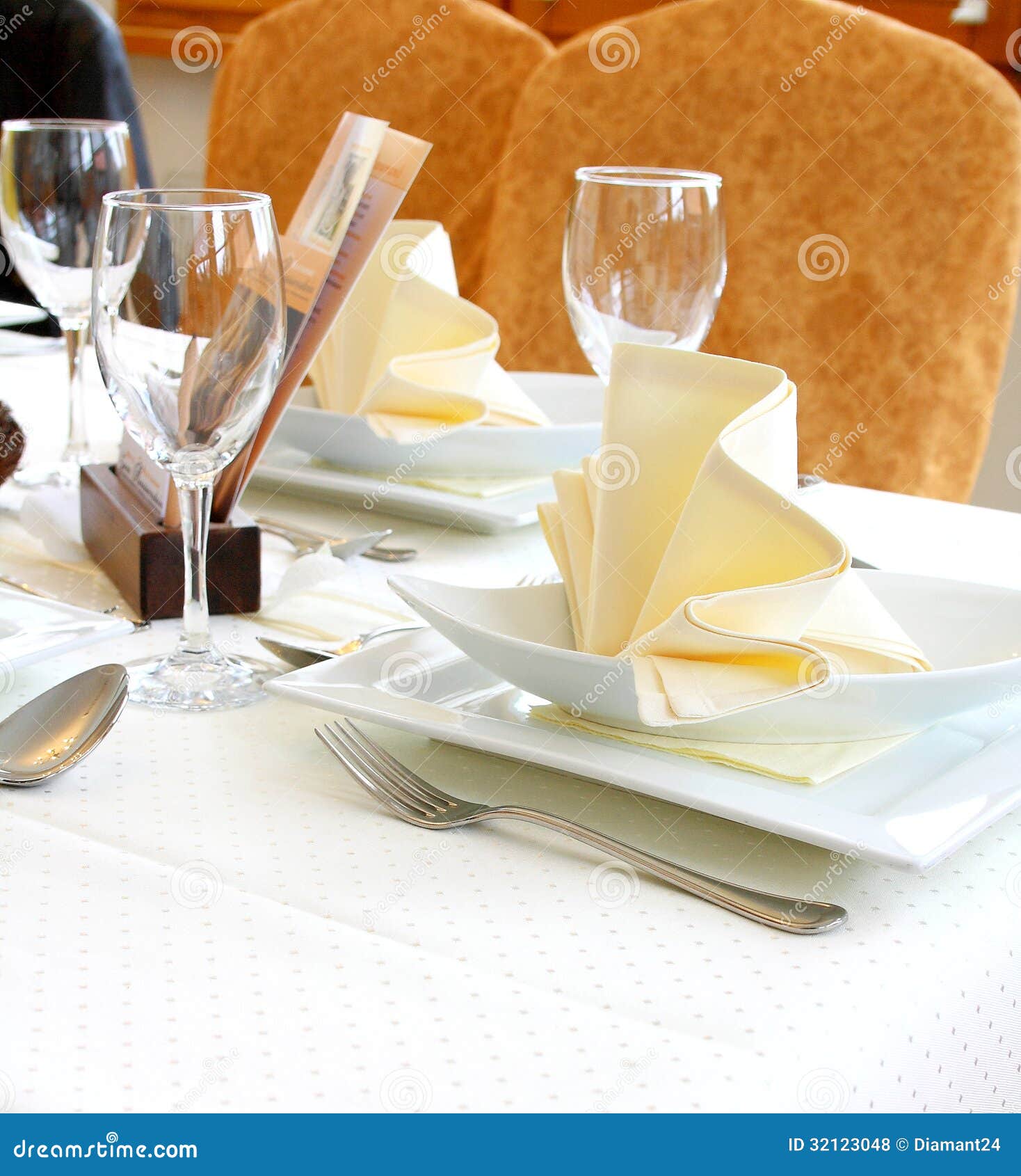 decorated table in restaurant waiting for two person