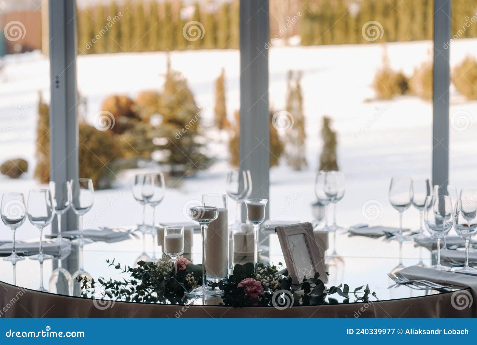 Decorated Table for a Wedding Reception in a Restaurant .Wedding Decor Stock Image Image of