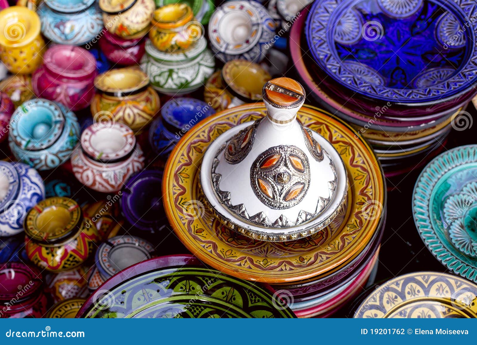 Decorated Tagine And Traditional Morocco Souvenirs Stock Photography