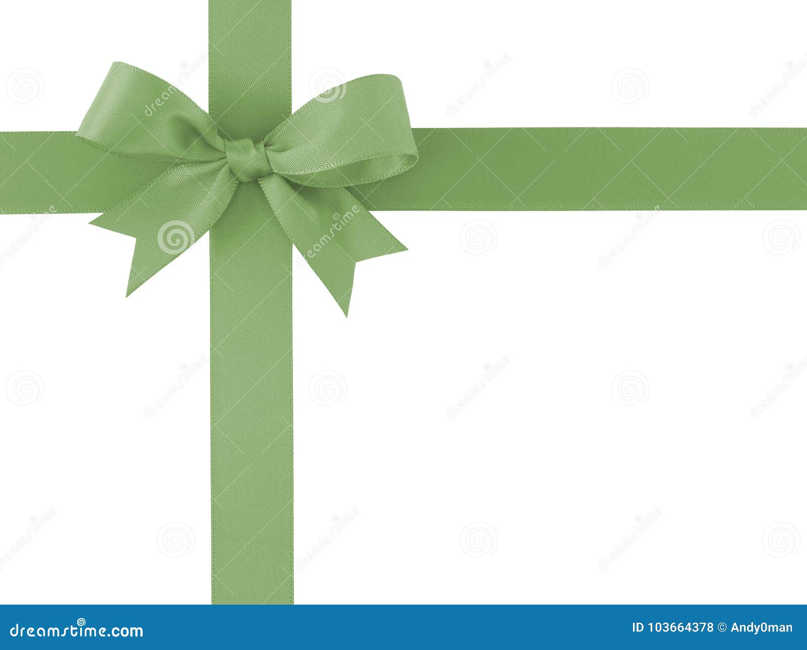 Download Green Ribbon With Bow Isolated White Background Stock Image of pattern