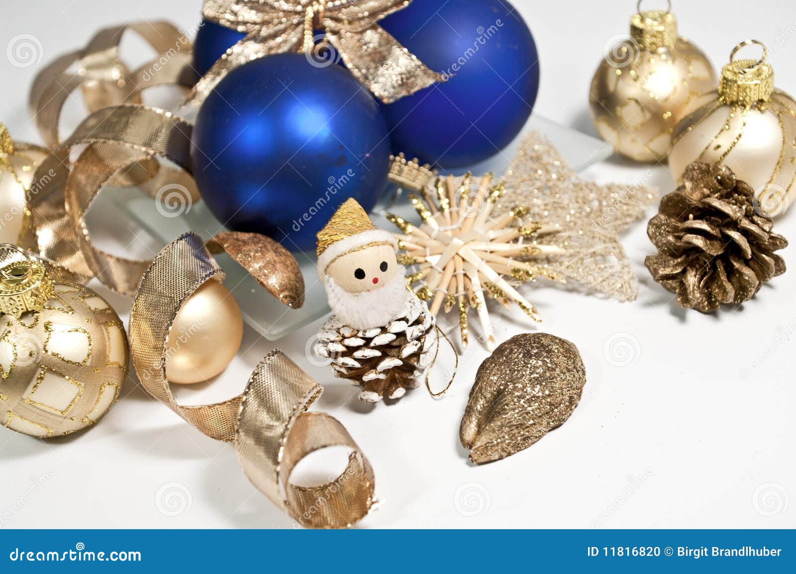 Decoration In Blue And Gold Stock Photo - Image of white, glitter: 11816820