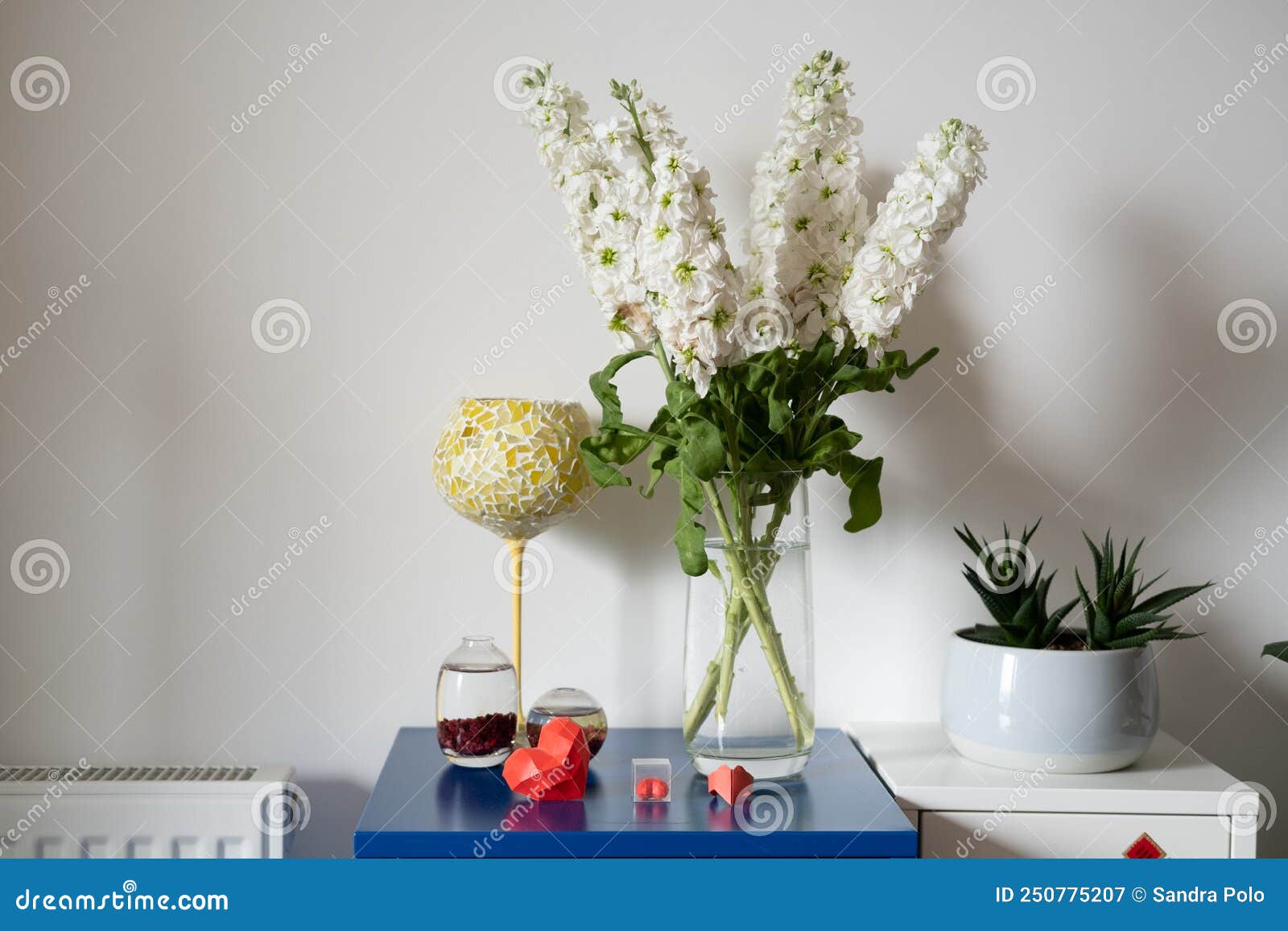 Decoration and Flowers in the Living Room of a Flat Stock Image - Image ...