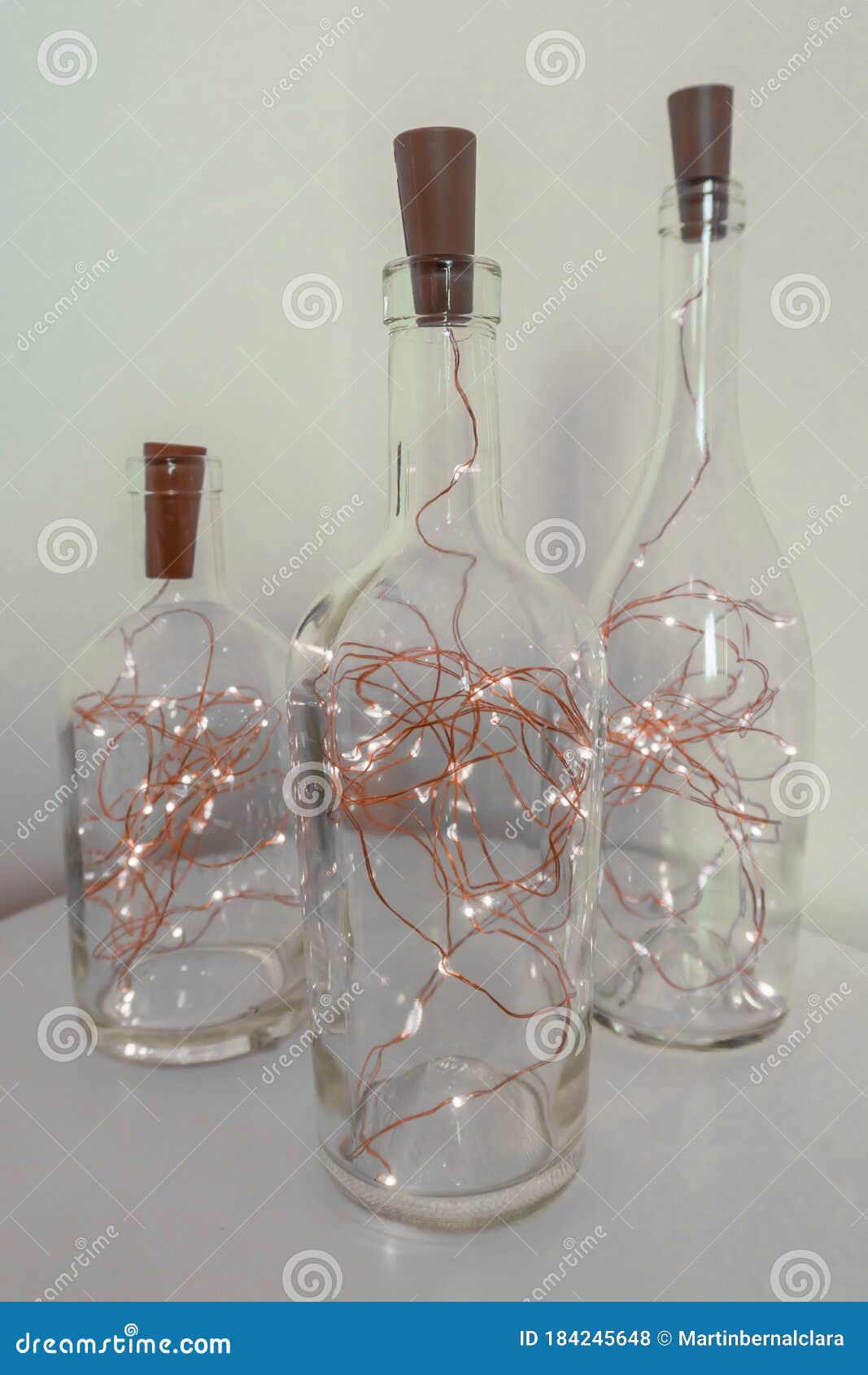 Decoration Lights in Glass Bottles Stock Photo Image of creative